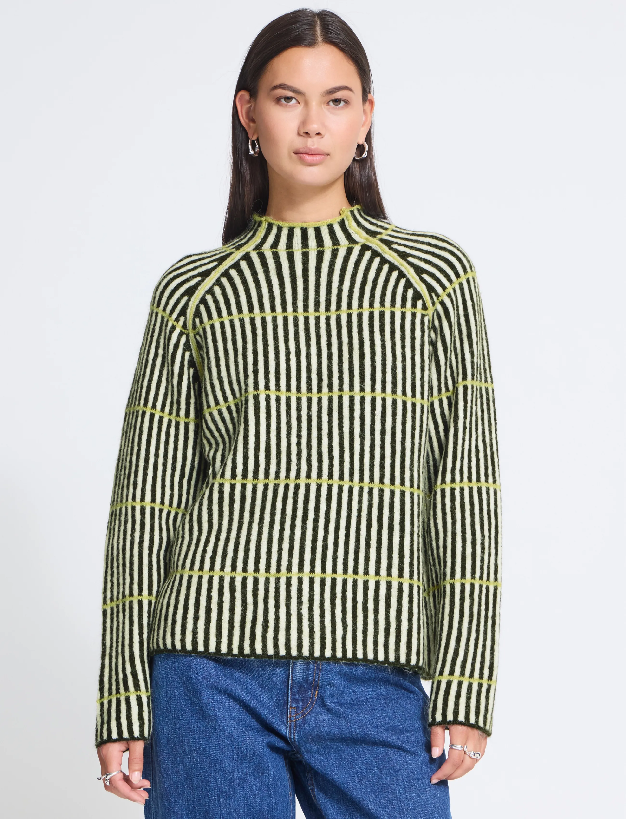 ICHI - IHKAMARA LS STRIPE6 - jumpers - green white leek stripe - 5