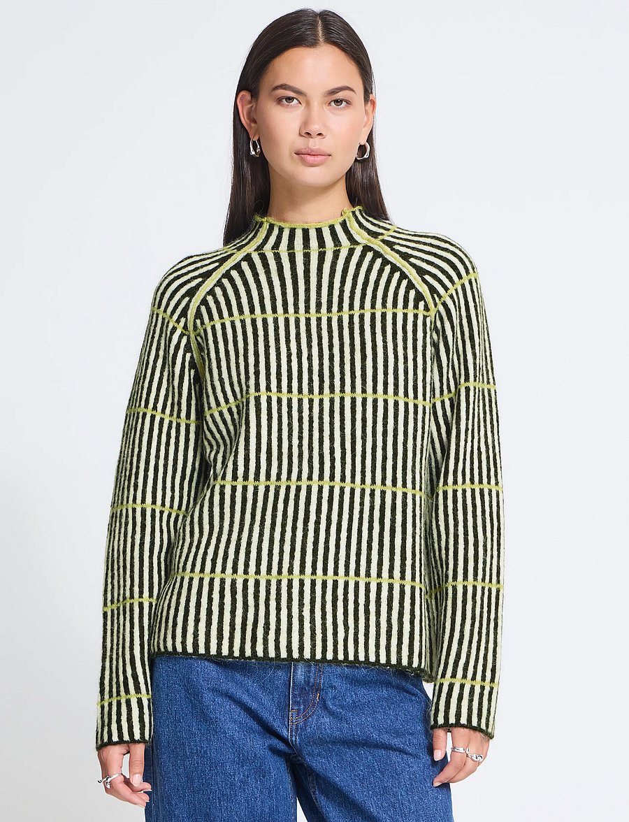 ICHI - IHKAMARA LS STRIPE6 - jumpers - green white leek stripe - 5