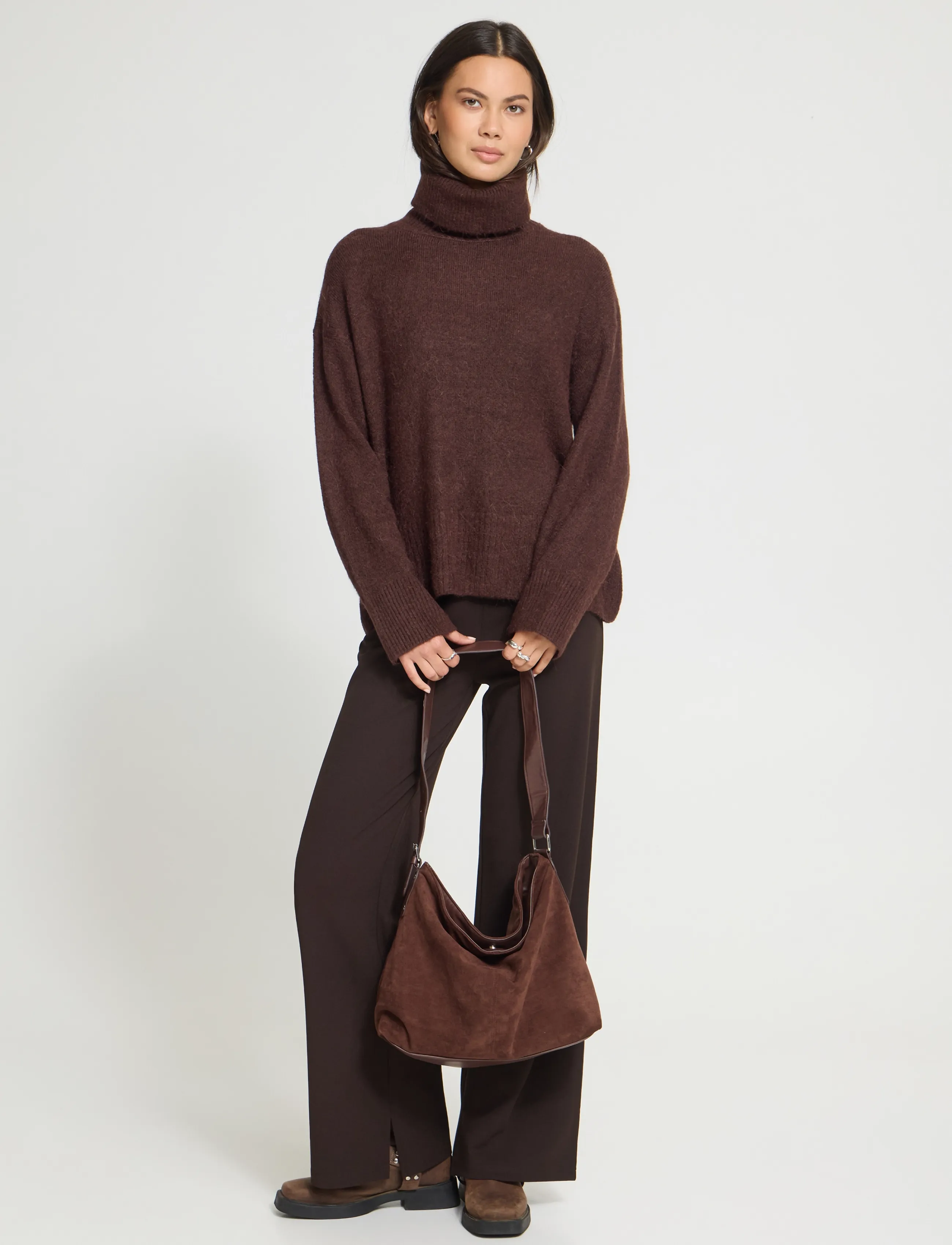 ICHI Ihkamara Rn3, XL, Knitwear, Braun - Turtleneck, Frauen