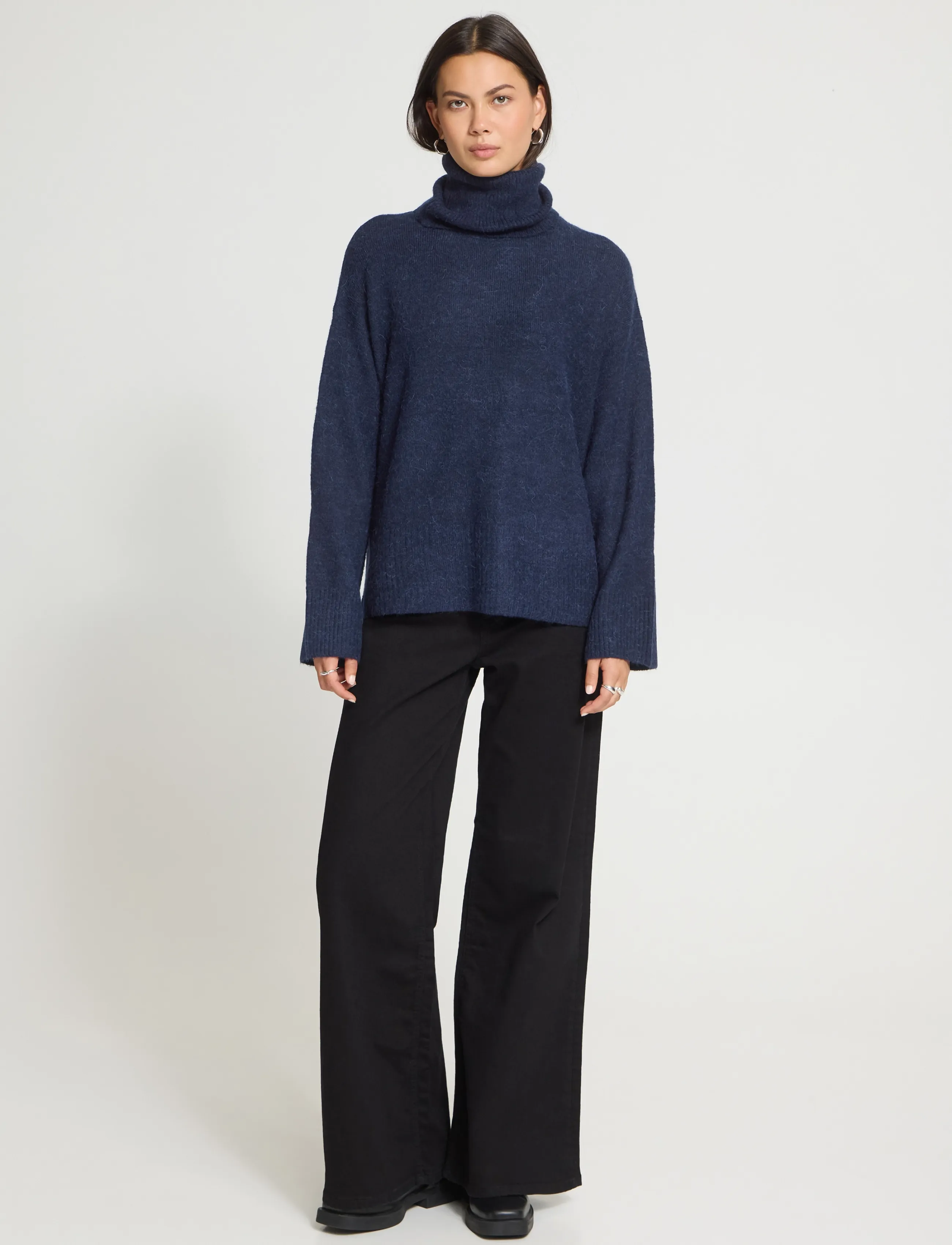 ICHI Ihkamara Rn3, XS, Knitwear, Marineblau - Turtleneck, Frauen