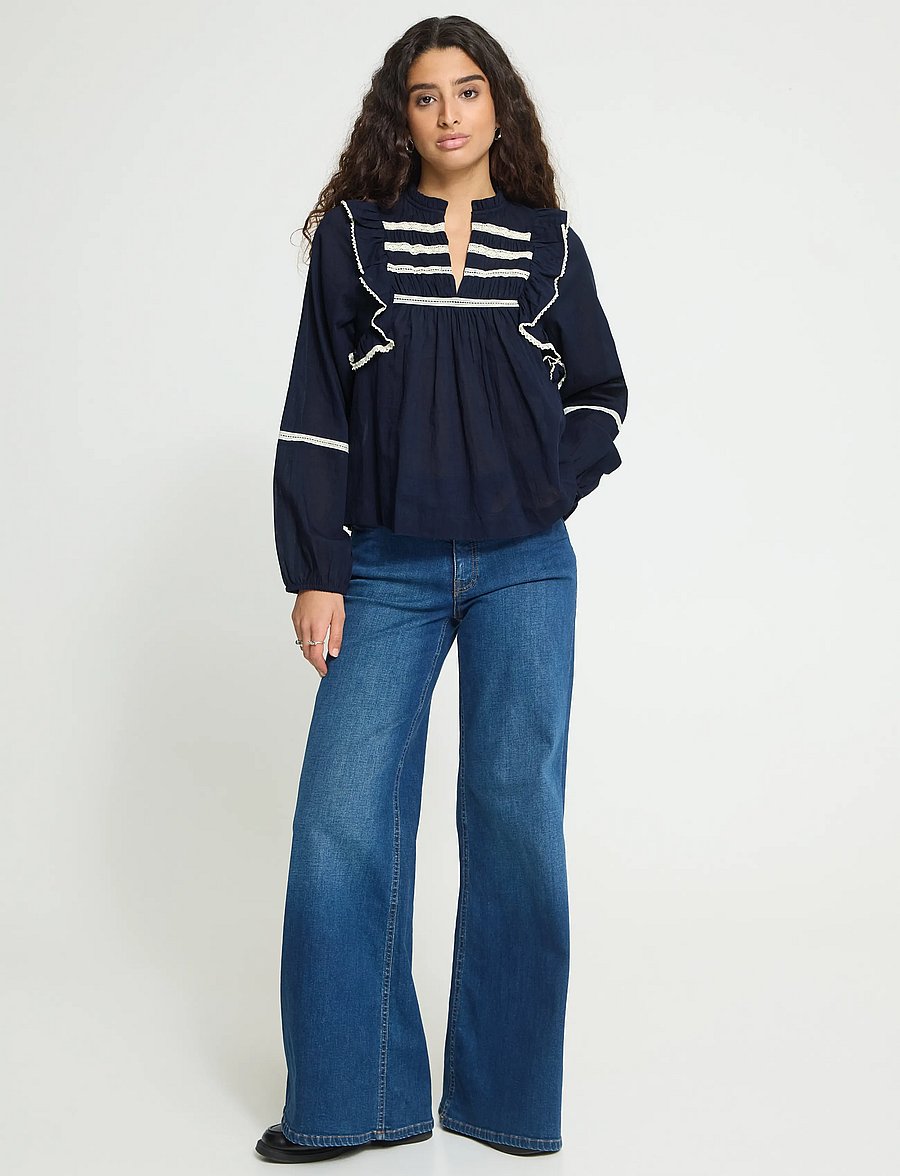 ICHI - IHVOILANA LS - long sleeved blouses - maritime blue - 0