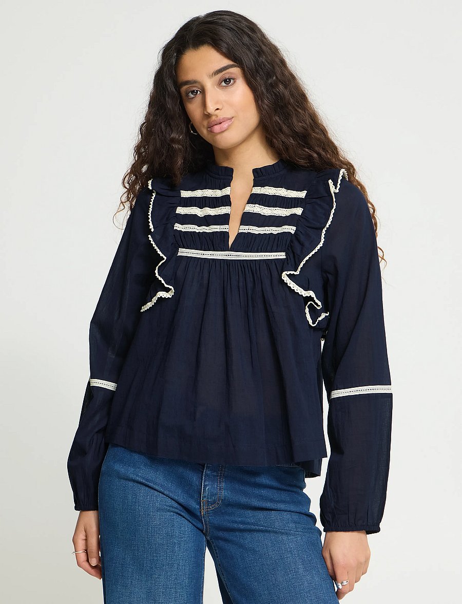 ICHI - IHVOILANA LS - long sleeved blouses - maritime blue - 5