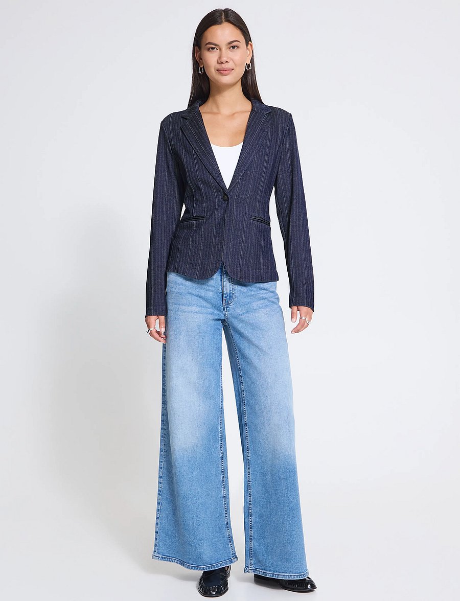 ICHI - IHKATE PINELLE BL - single breasted blazers - dark blue jacquard stripe - 0