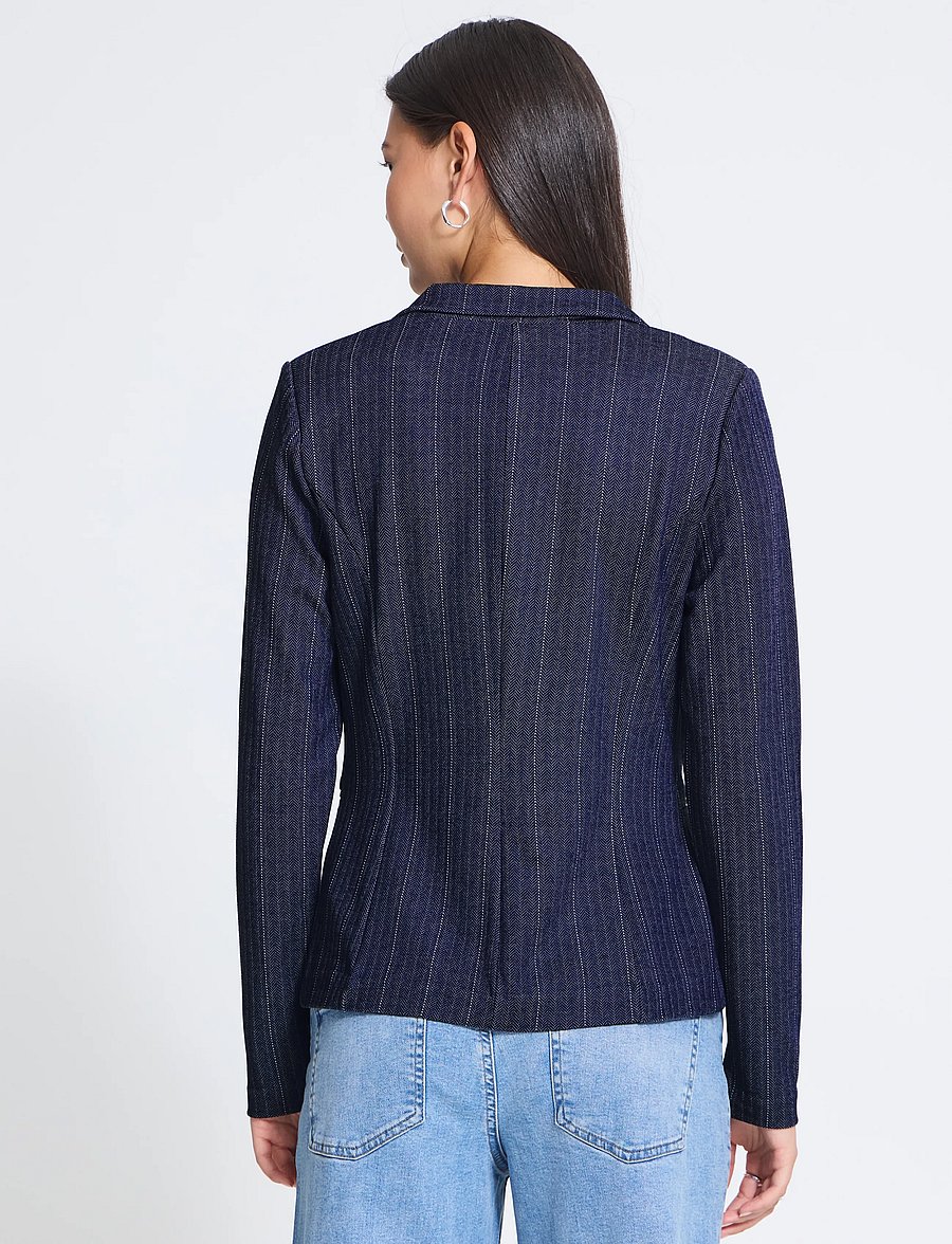ICHI - IHKATE PINELLE BL - single breasted blazers - dark blue jacquard stripe - 3