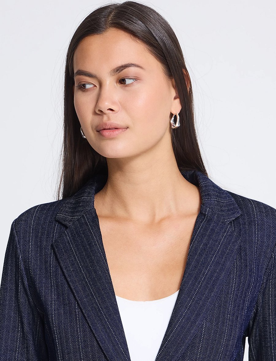 ICHI - IHKATE PINELLE BL - single breasted blazers - dark blue jacquard stripe - 4
