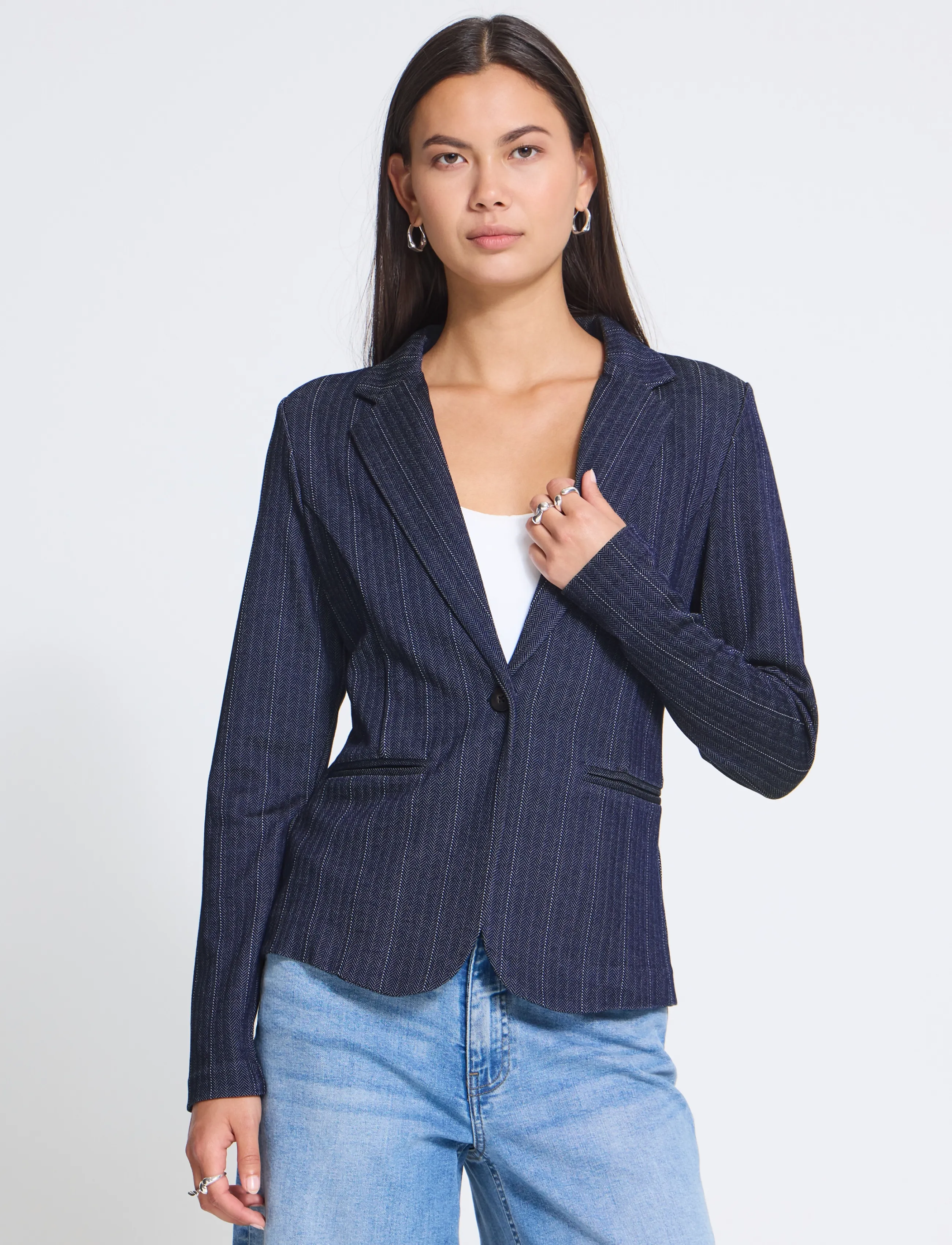 ICHI - IHKATE PINELLE BL - dark blue jacquard stripe - 5