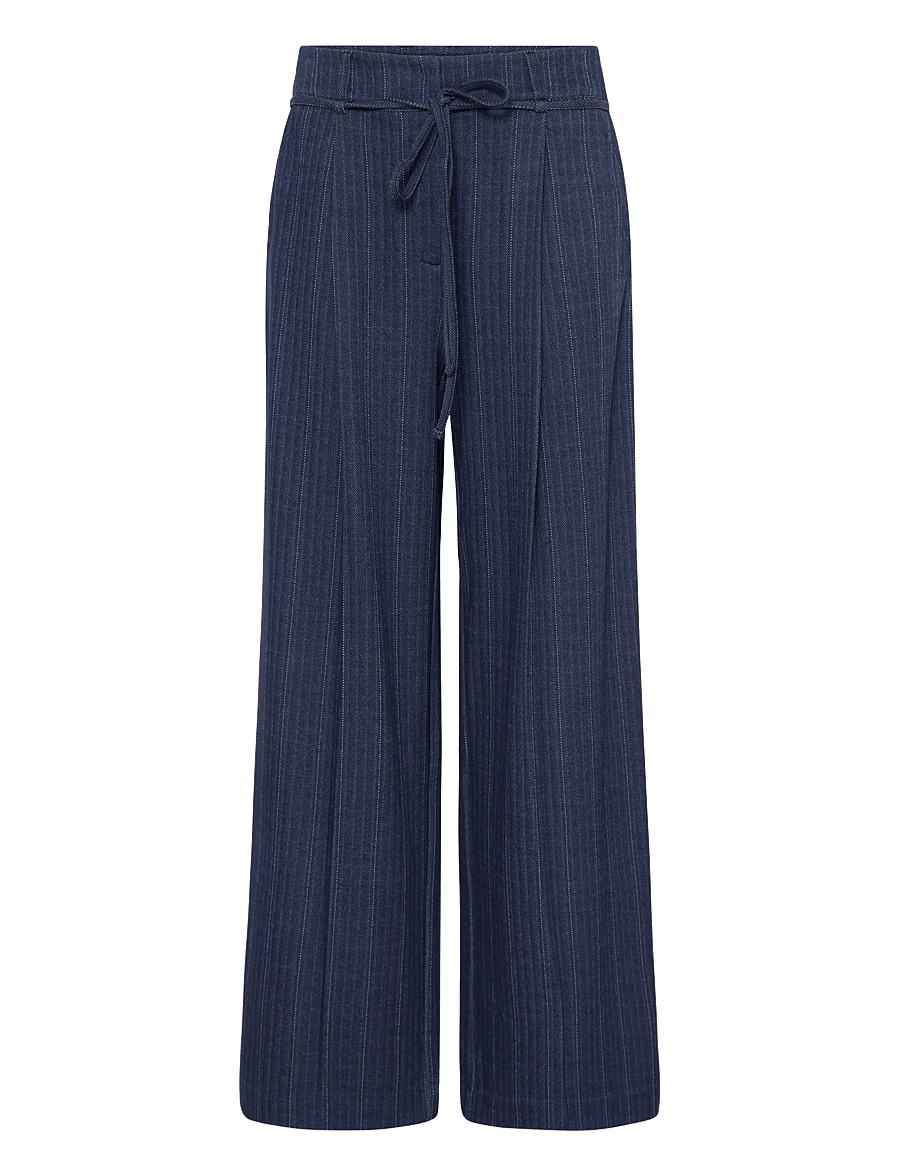ICHI - IHKATE PINELLE WIDE PA - laia säärega püksid - dark blue jacquard stripe - 1