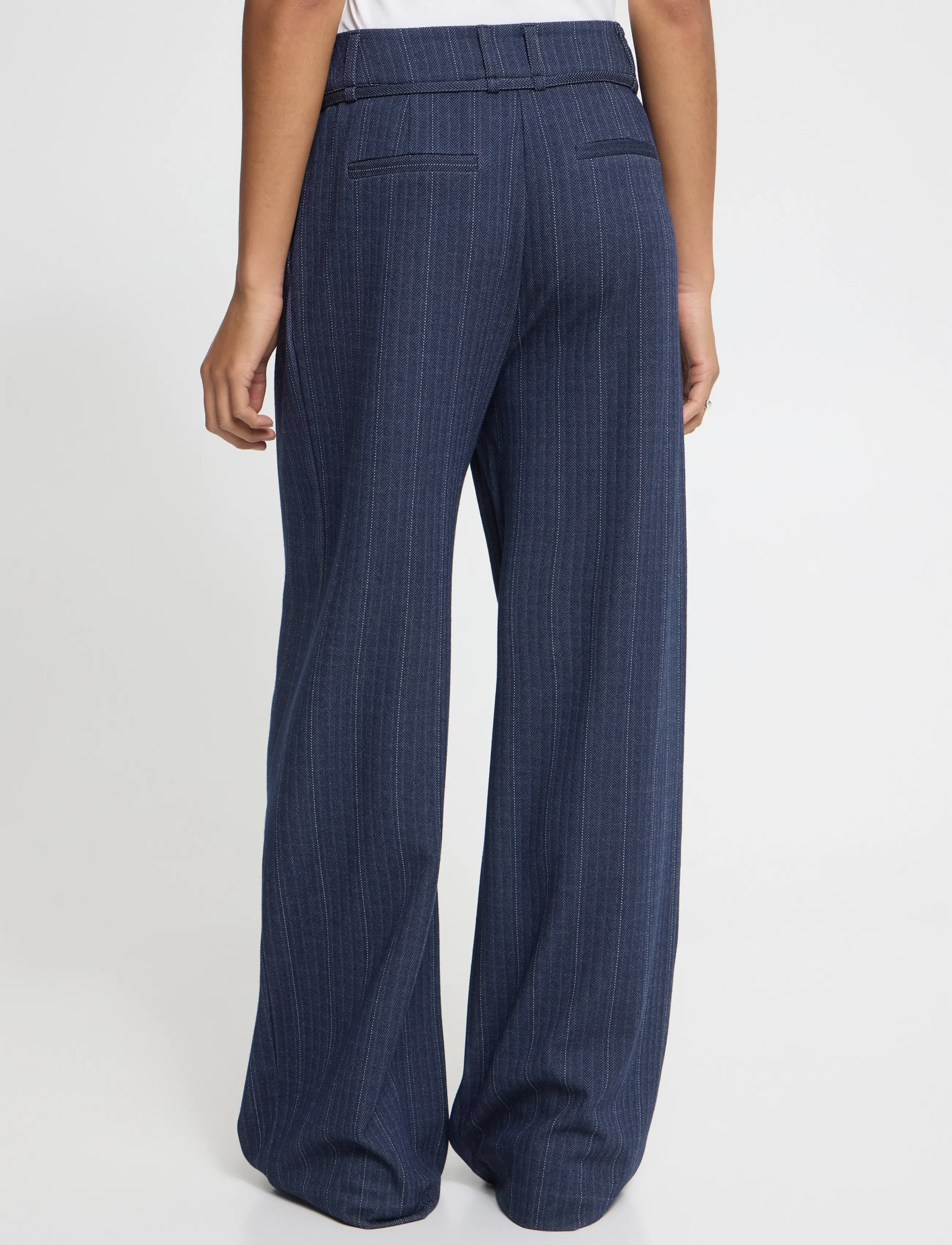 ICHI - IHKATE PINELLE WIDE PA - laia säärega püksid - dark blue jacquard stripe - 3
