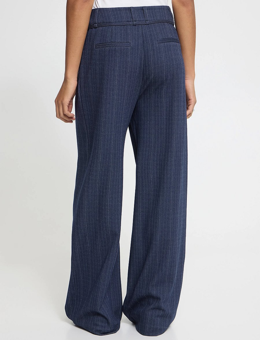 ICHI - IHKATE PINELLE WIDE PA - laia säärega püksid - dark blue jacquard stripe - 3