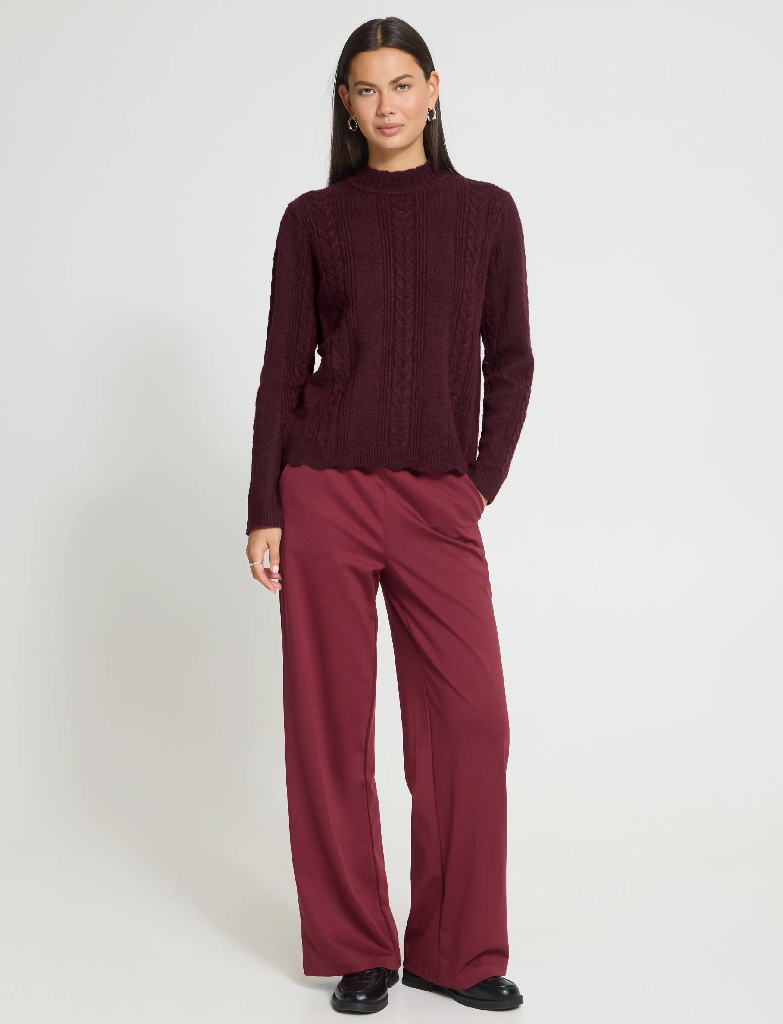 ICHI Ihpovoke Ls5, L, Burgundy, Strik > Rullekrave, Dame