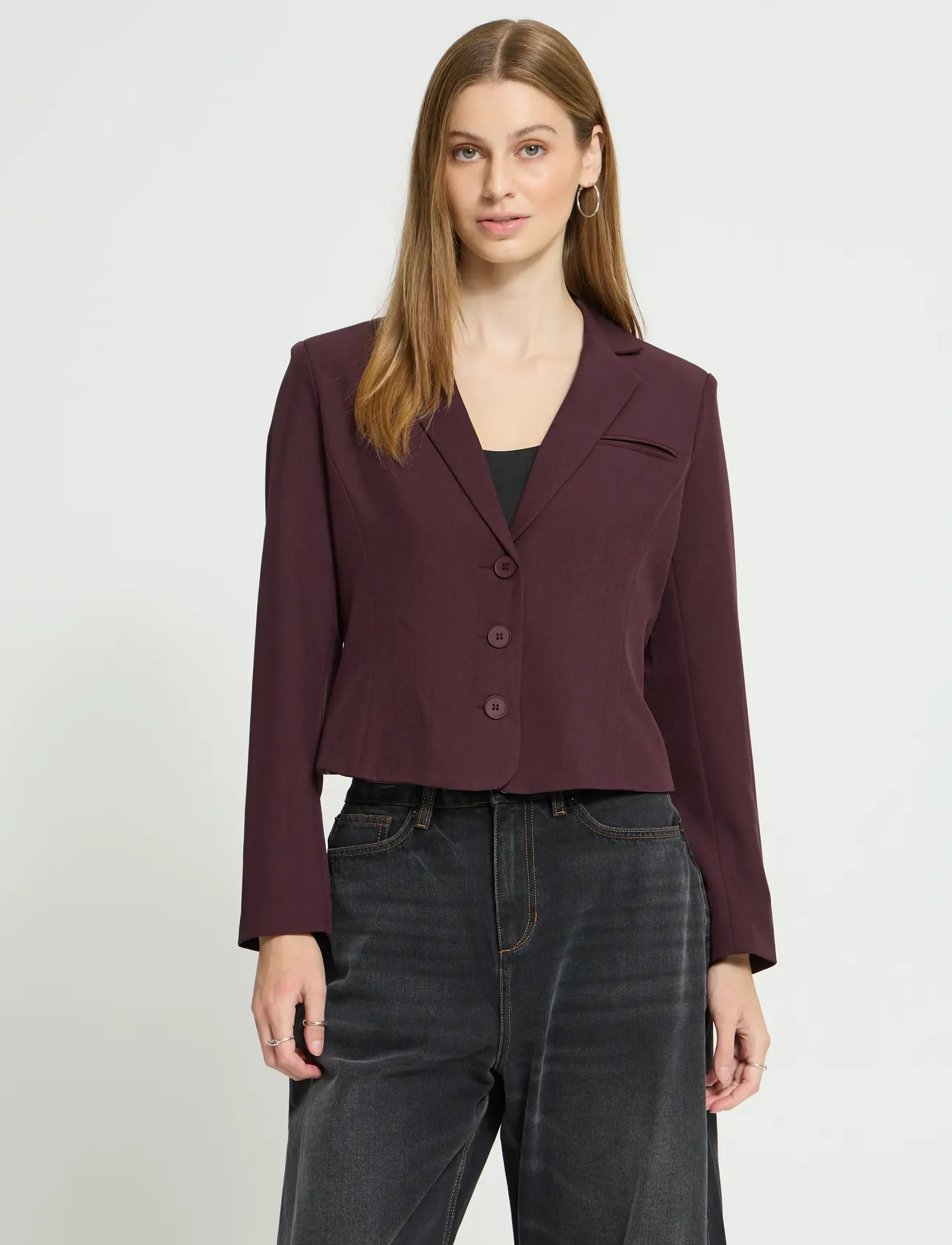ICHI - IHFAVA SHORT BL - cropped-blazer - fudge melange - 5