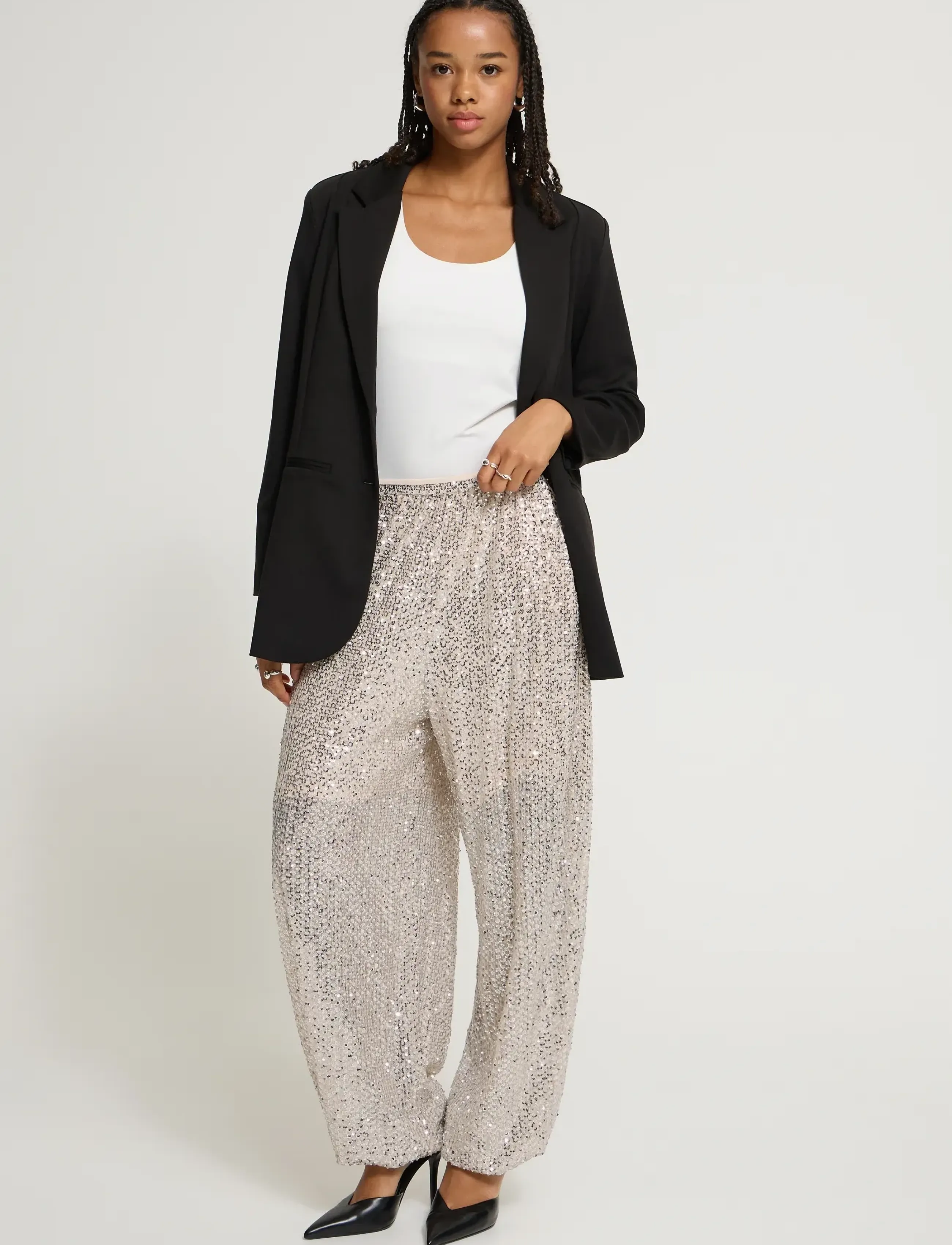 ICHI IHFAULA BALLON PA - Transitional Layering - FROSTED ALMOND / silver