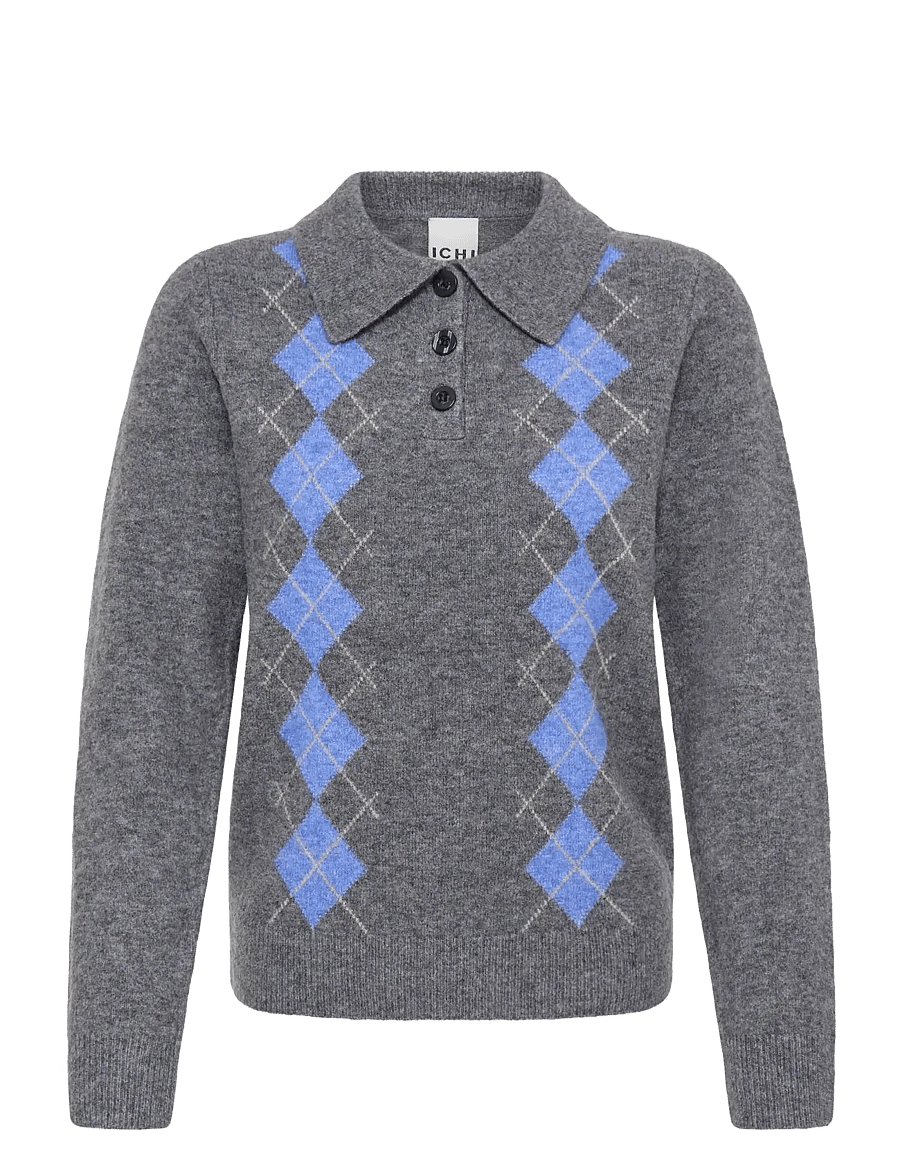 ICHI - IHDASILA POLO LS - pullover - dark grey mlg harlekin - 1