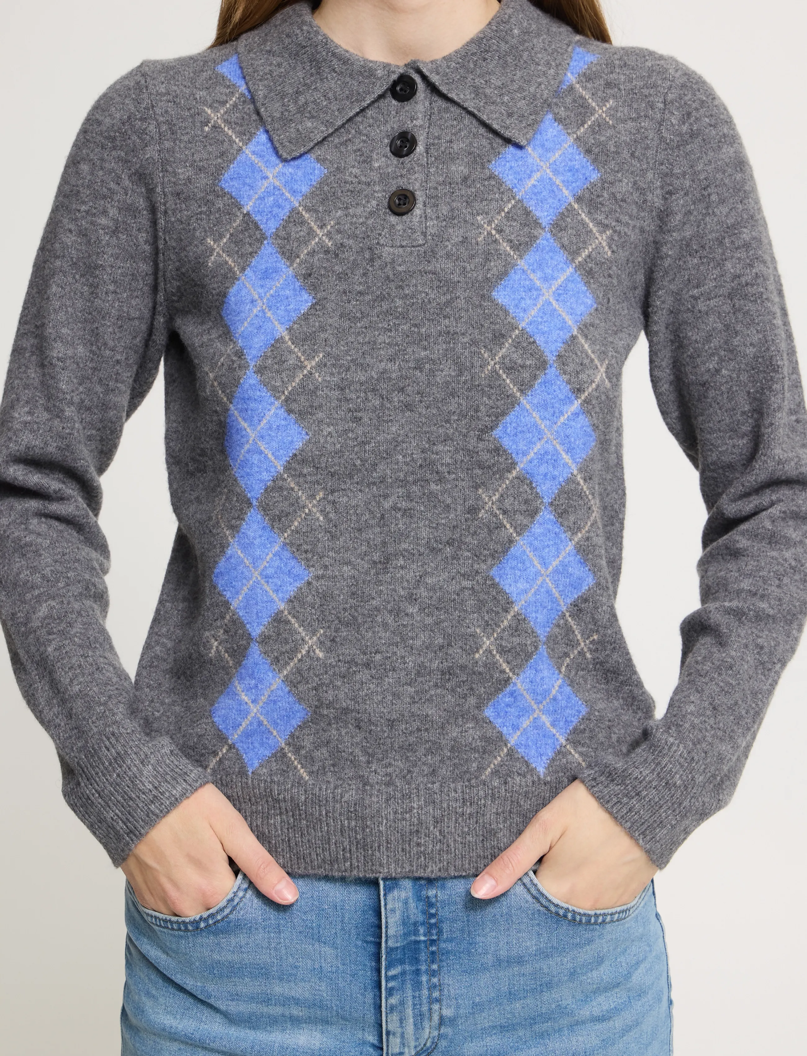 ICHI - IHDASILA POLO LS - pullover - dark grey mlg harlekin - 3