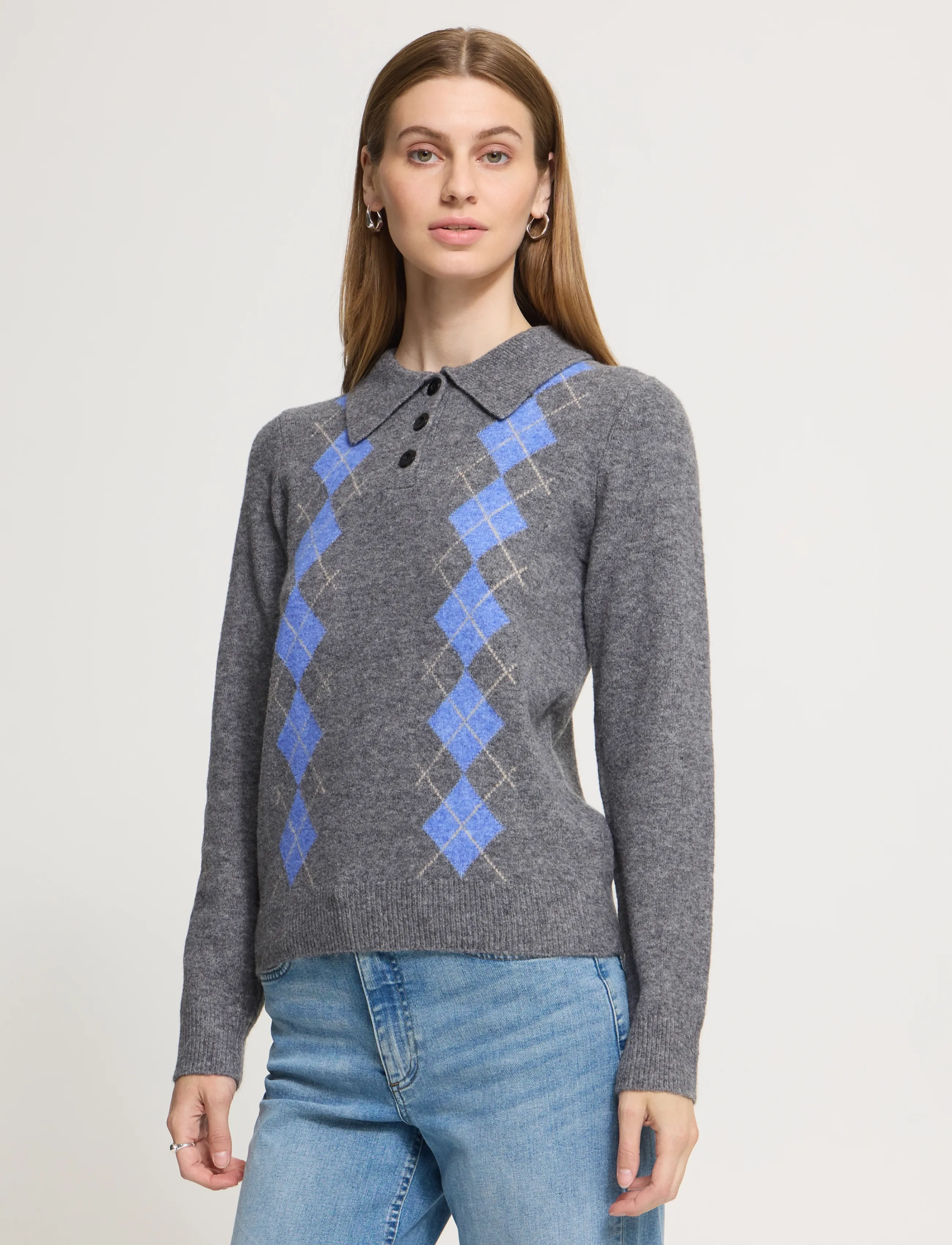 ICHI - IHDASILA POLO LS - pullover - dark grey mlg harlekin - 5