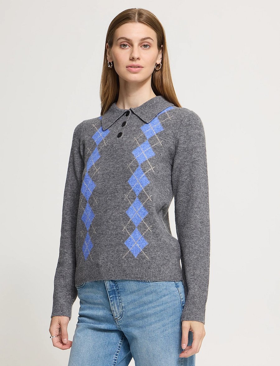 ICHI - IHDASILA POLO LS - pullover - dark grey mlg harlekin - 5