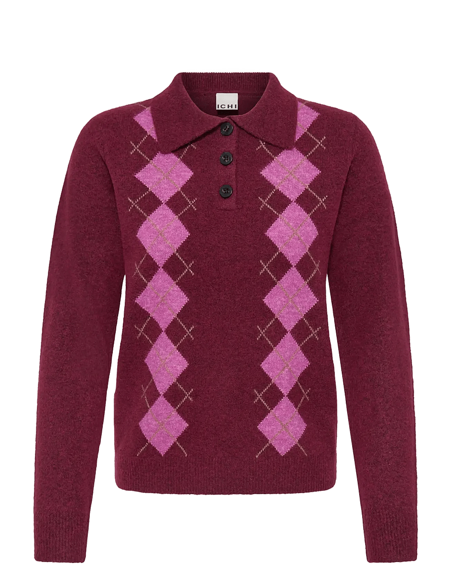 ICHI - IHDASILA POLO LS - pullover - rhododendron harlekin - 1