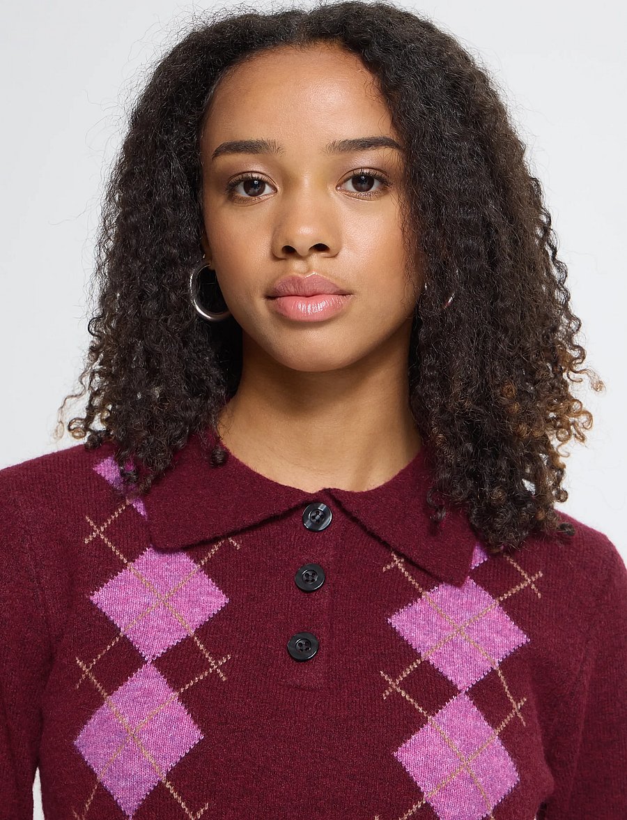 ICHI - IHDASILA POLO LS - pullover - rhododendron harlekin - 0
