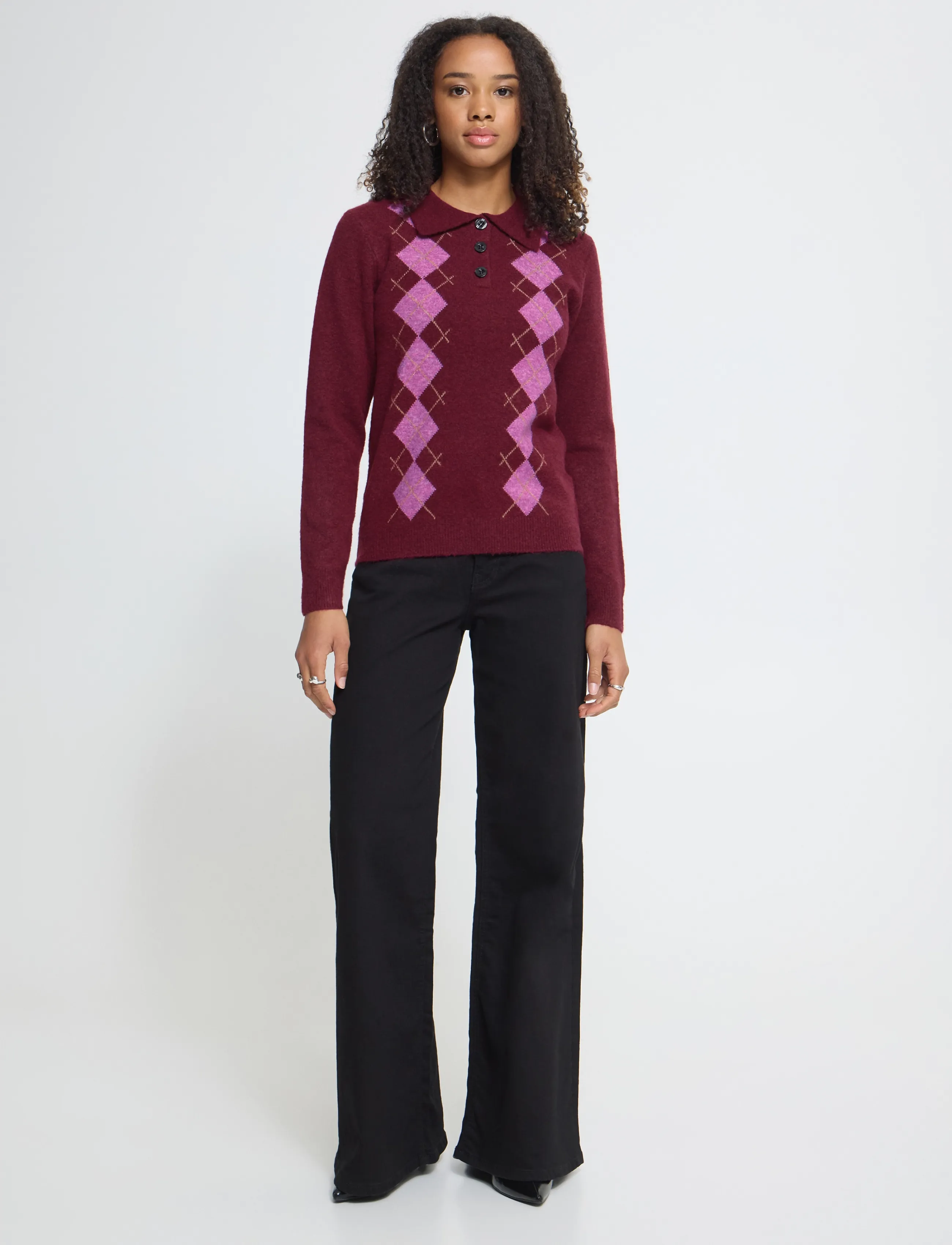 ICHI - IHDASILA POLO LS - pullover - rhododendron harlekin - 4
