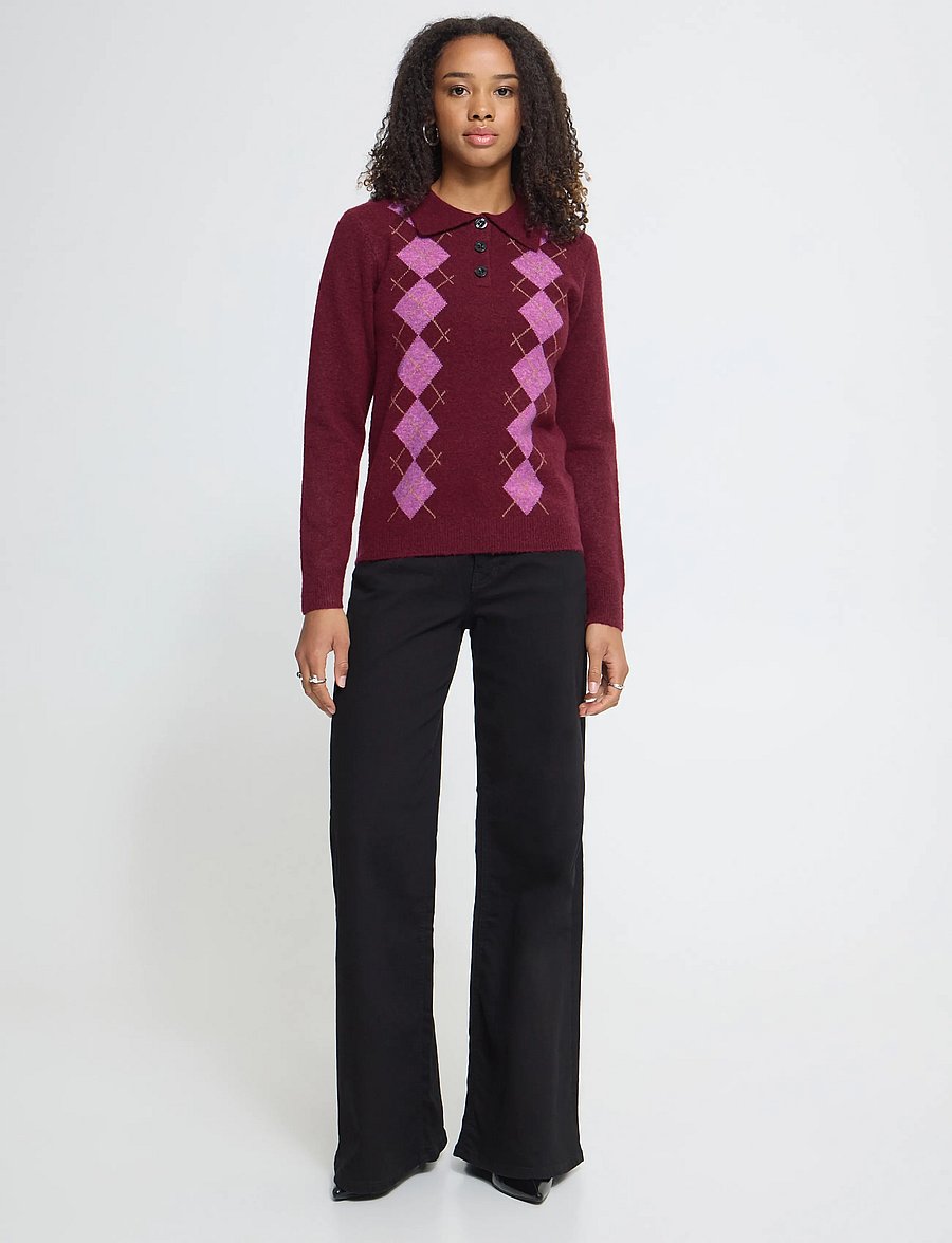 ICHI - IHDASILA POLO LS - pullover - rhododendron harlekin - 4