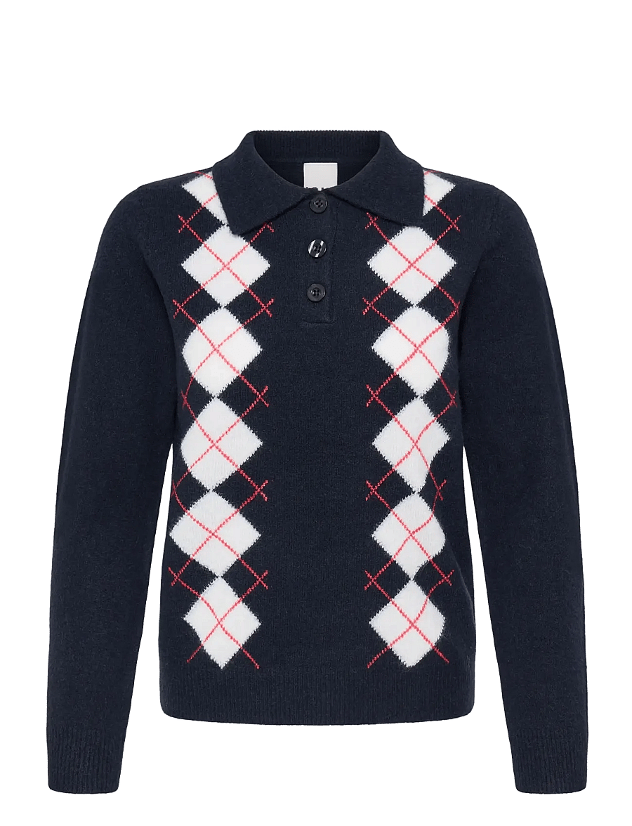 ICHI - IHDASILA POLO LS - jumpers - total eclipse harlekin - 1