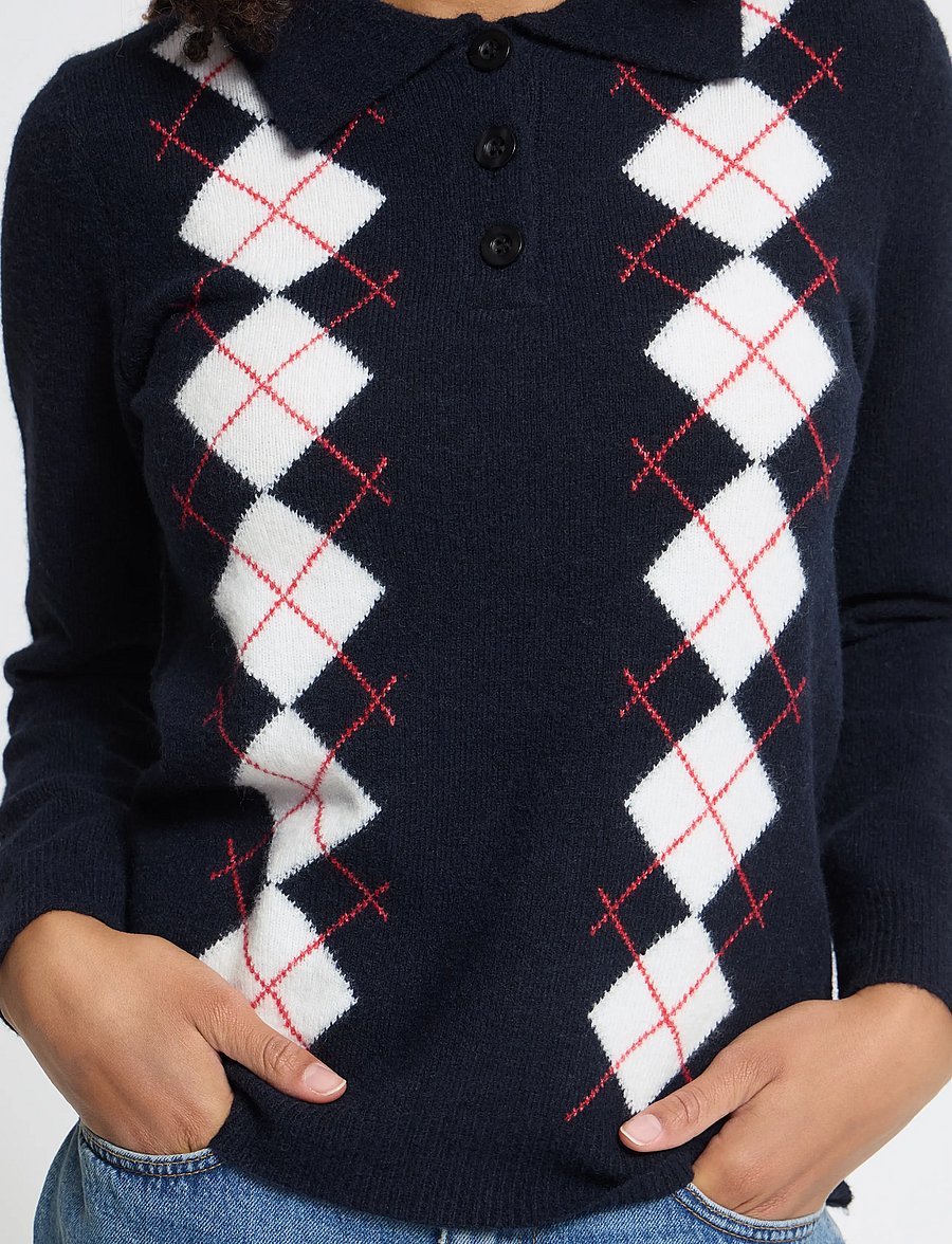 ICHI - IHDASILA POLO LS - jumpers - total eclipse harlekin - 3