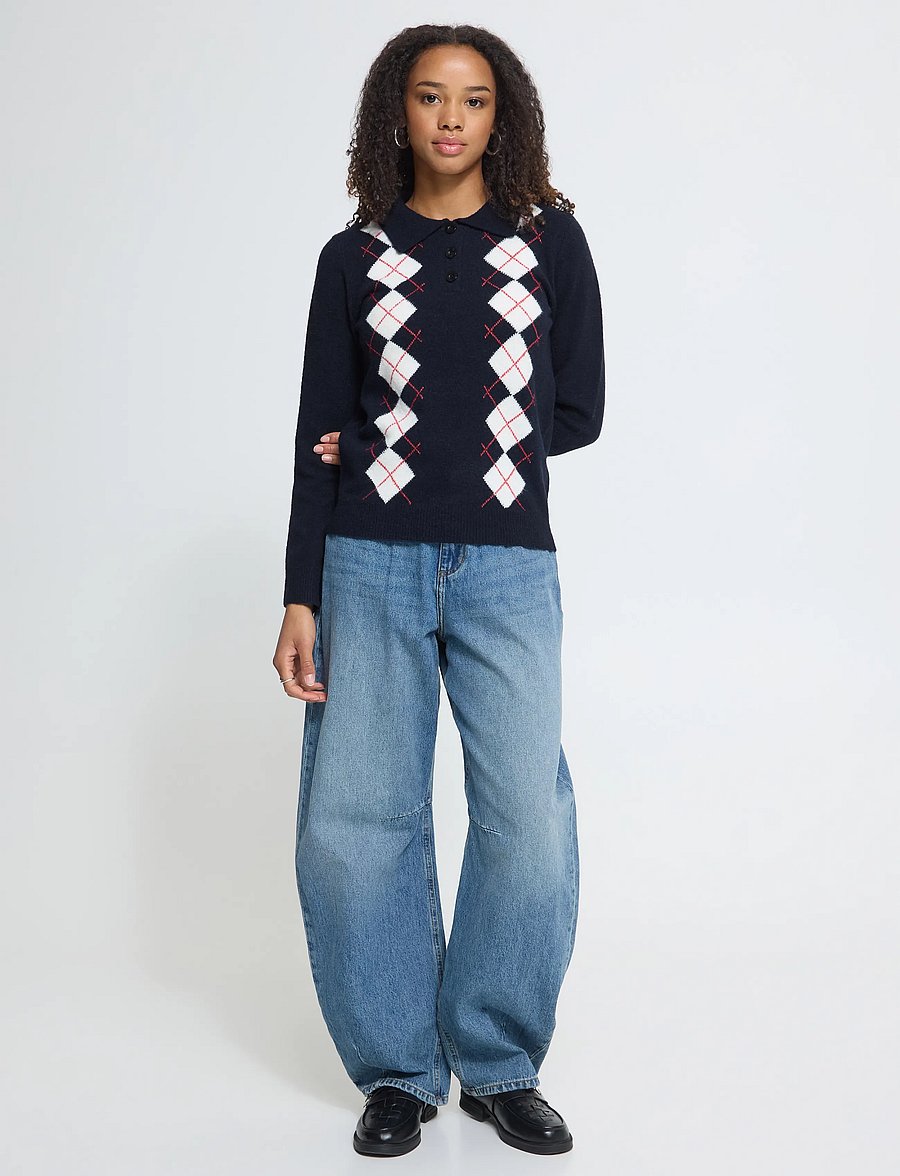 ICHI - IHDASILA POLO LS - jumpers - total eclipse harlekin - 4