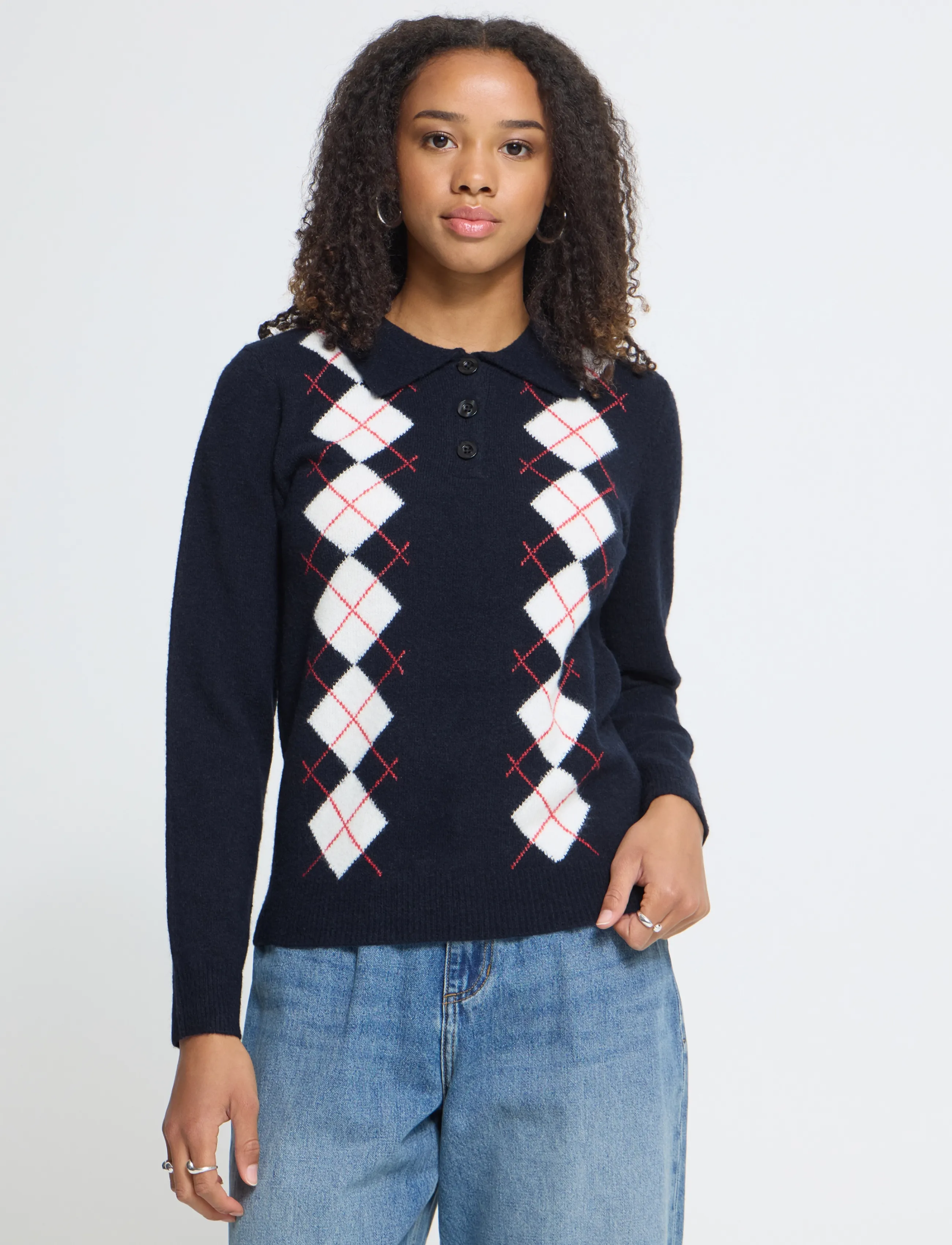 ICHI - IHDASILA POLO LS - jumpers - total eclipse harlekin - 5