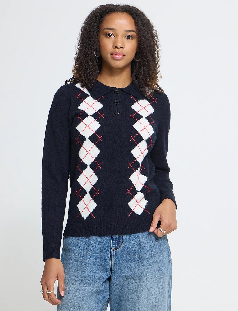 ICHI - IHDASILA POLO LS - jumpers - total eclipse harlekin - 5
