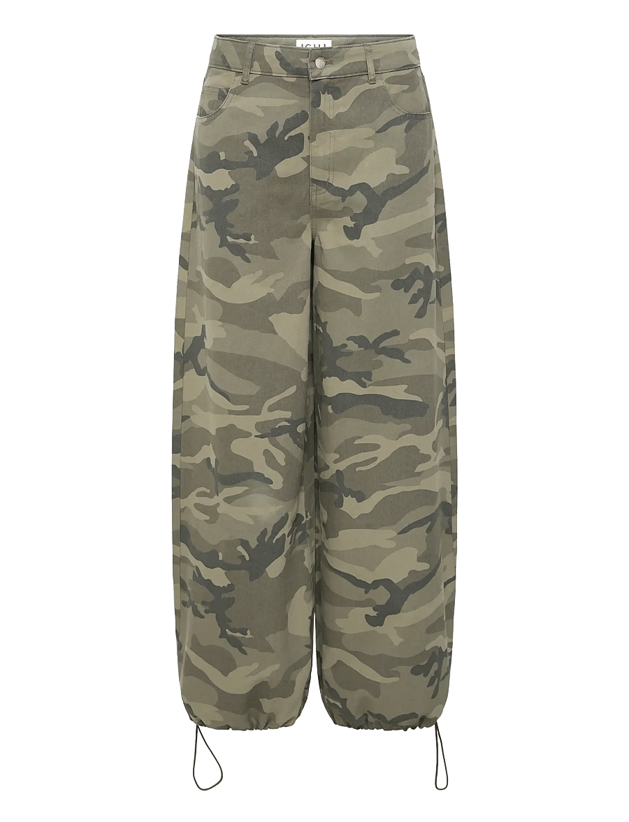 ICHI - IHXCARMOCA PA - hosen mit geradem bein - camo green - 0