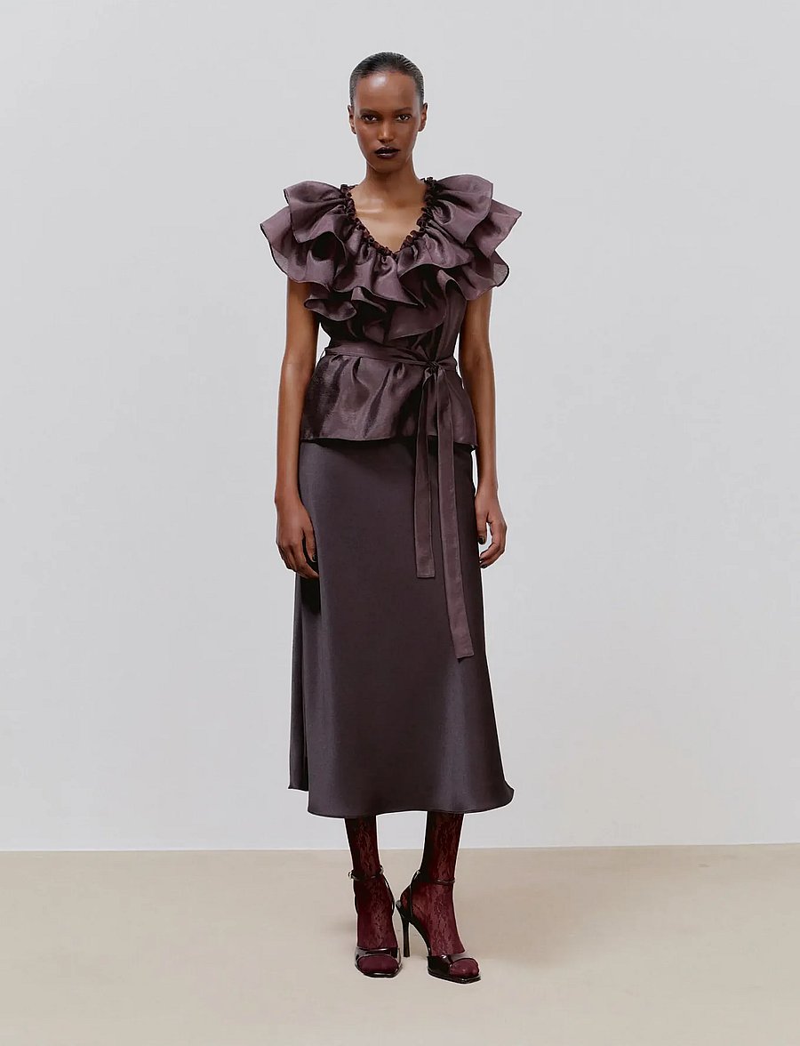 Ida Sjöstedt - CAT SKIRT - satiinseelikud - deep plum - 0