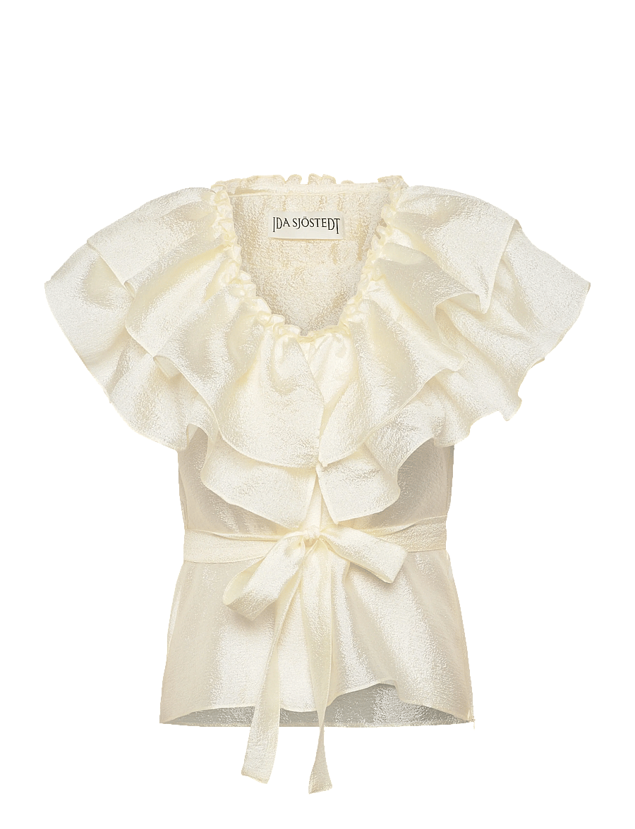Ida Sjöstedt - EYRA TOP - kortärmade blusar - cream white - 1