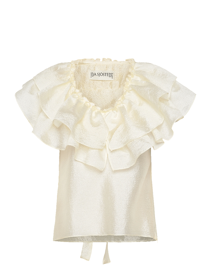 Ida Sjöstedt - EYRA TOP - kortärmade blusar - cream white - 2