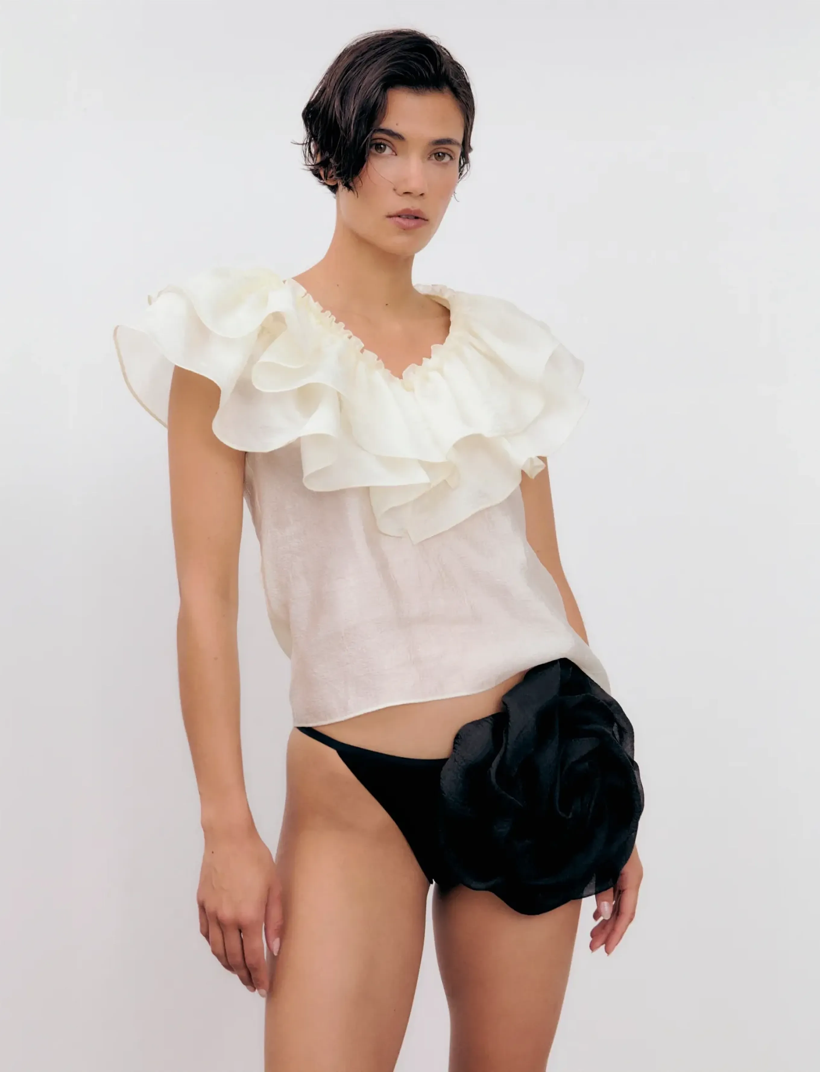 Ida Sjöstedt Eyra Top, Kvinder, Flæsebluse, Cream, Str: 42