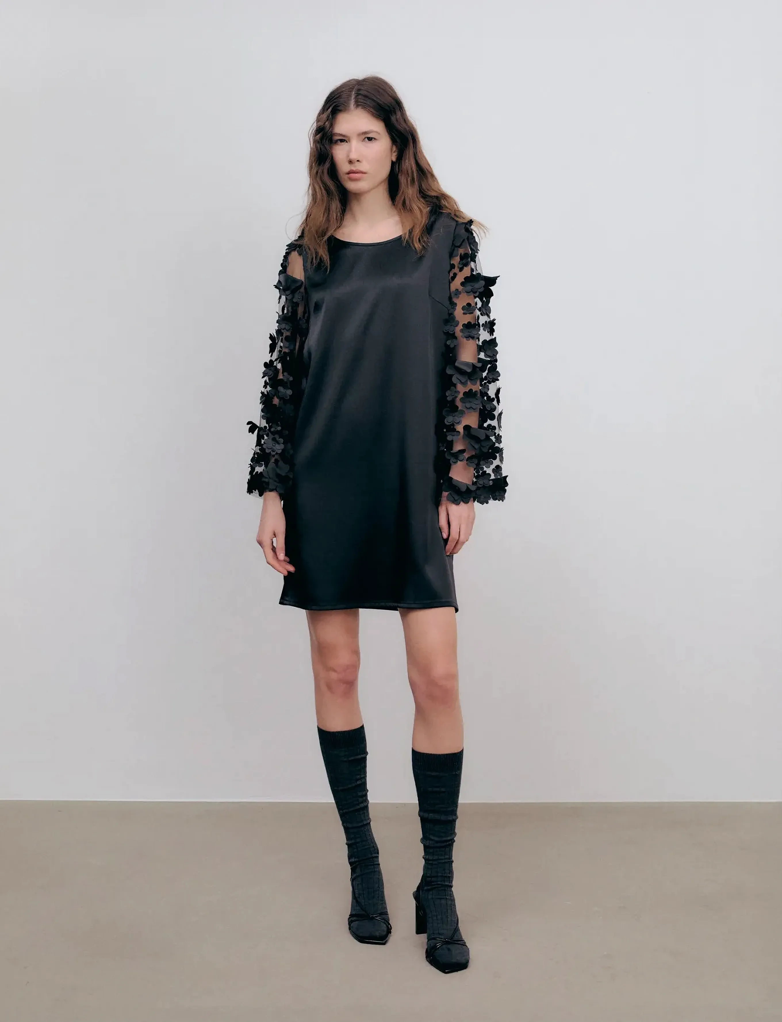 Ida Sjöstedt Genie Dress, Kvinder, Blomster Applikations Kjole, Sort, Str: 38