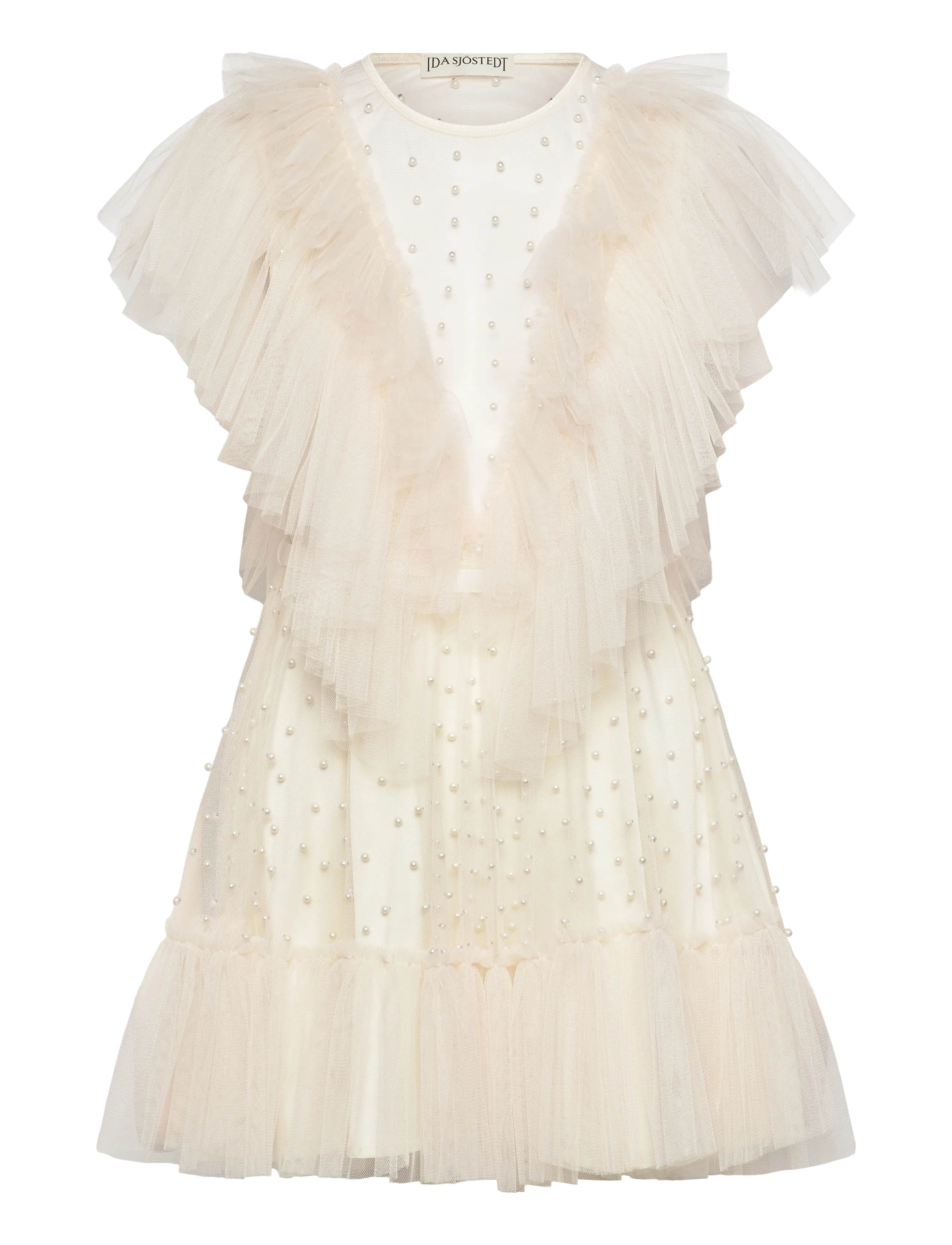 IDA SJÖSTEDT Nathalie Bead Kleid Cream - 44 - Damen