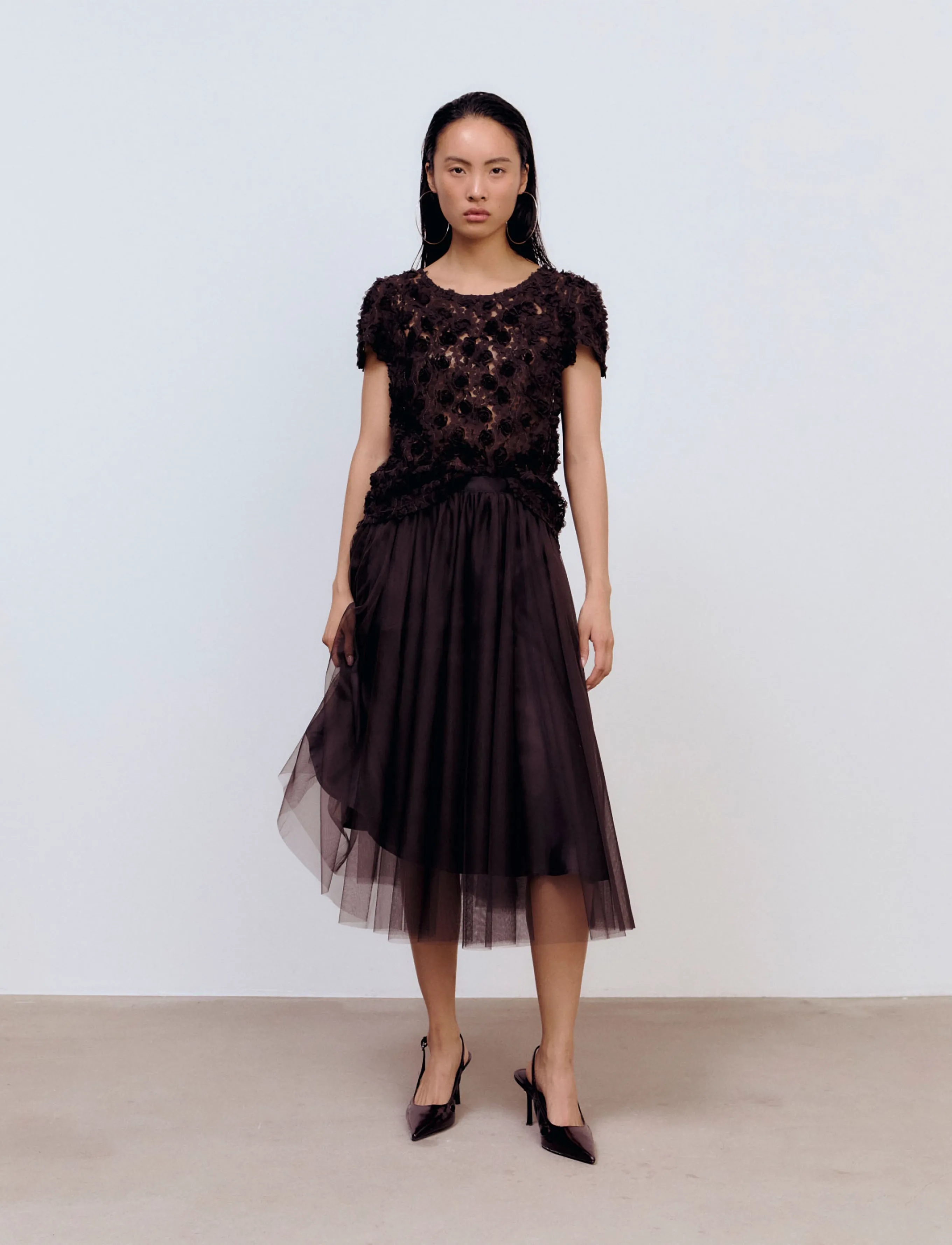 Ida Sjöstedt Aimee Skirt, Kvinder, Midi Tylskørt, Brun, Str: 34