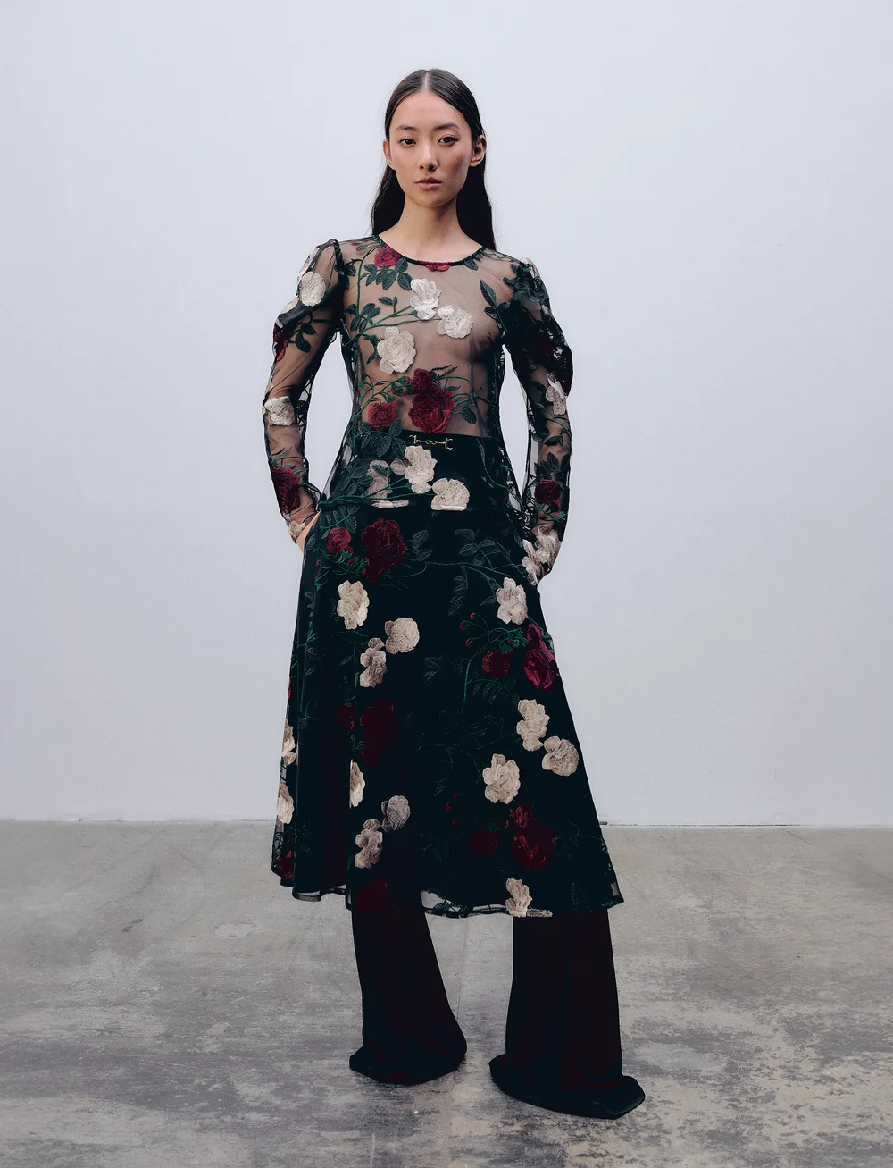 Ida Sjöstedt - RAVEN SKIRT - midinederdele - black floral - 0