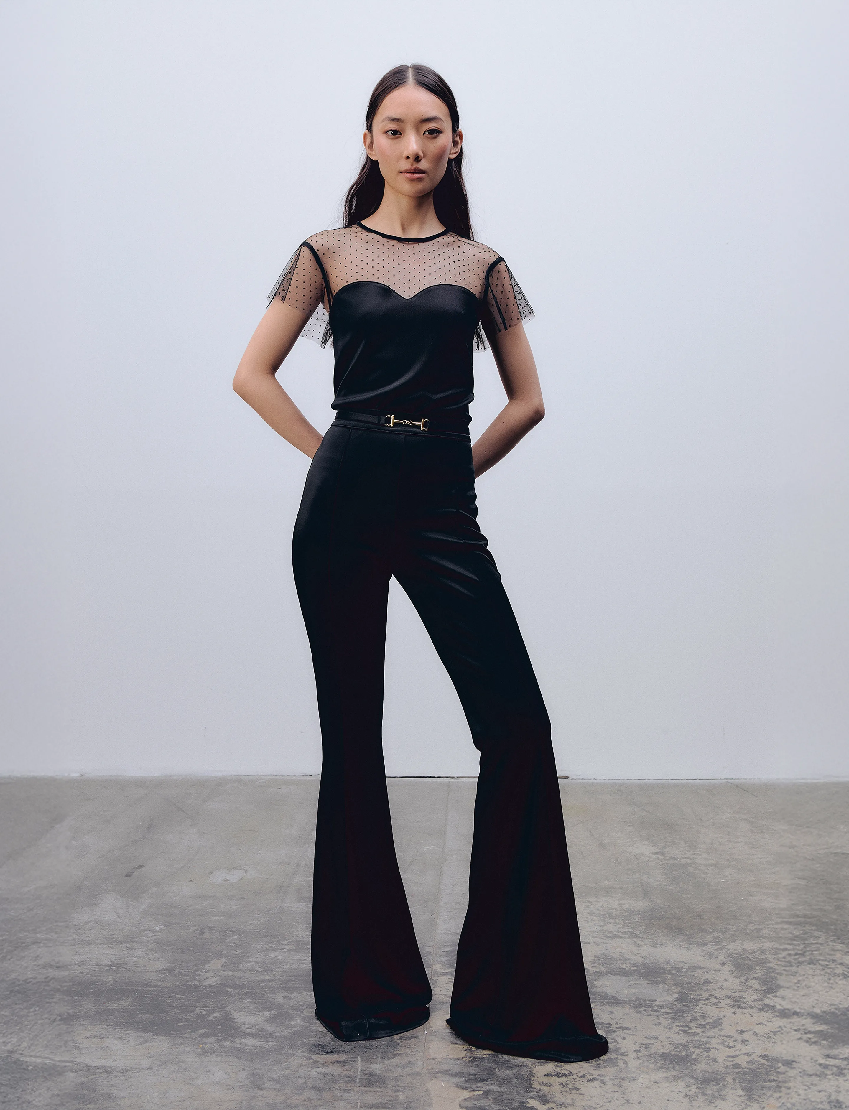 Ida Sjöstedt Eve Trousers, Højtaljede Trompetbukser, Sort, Str: 34