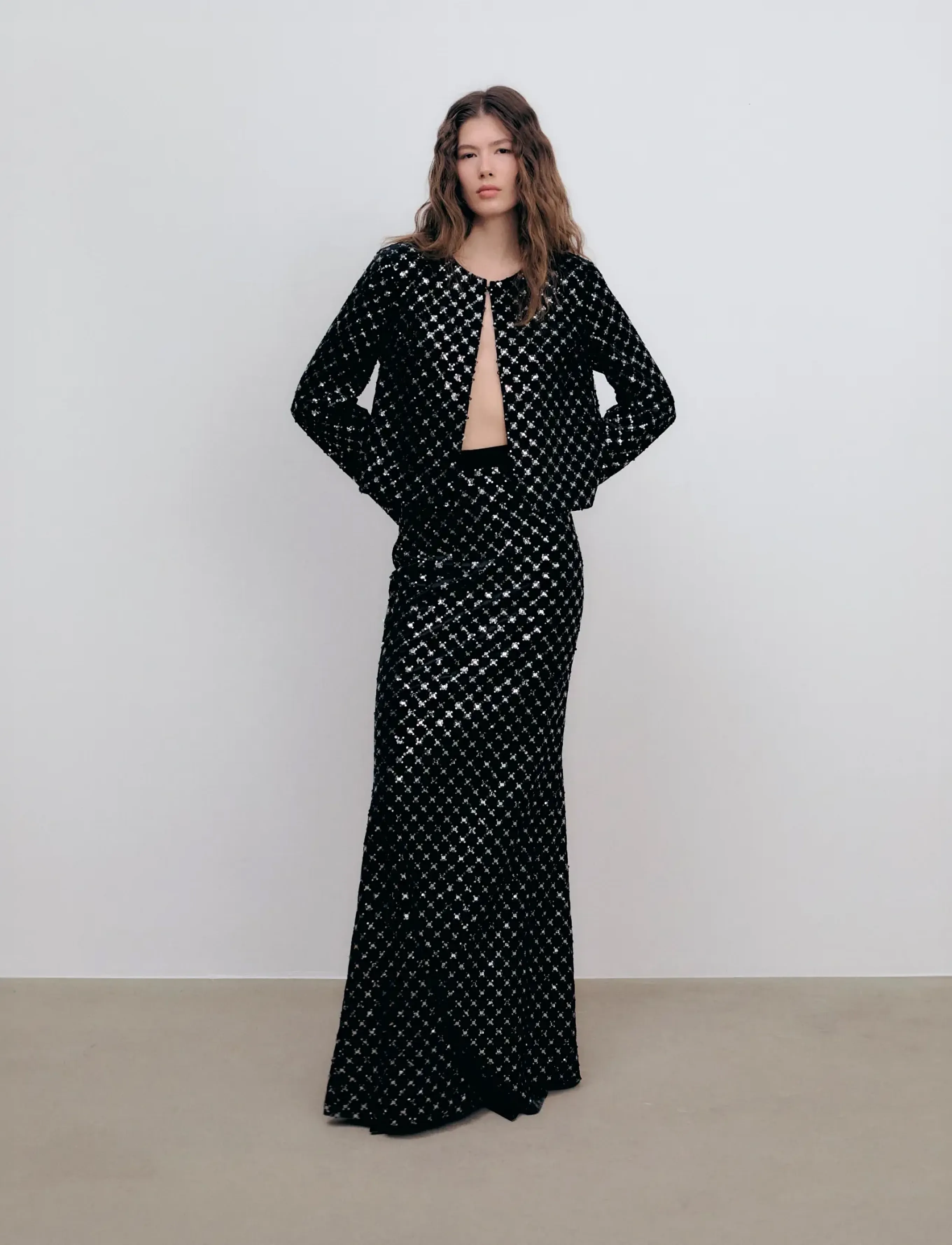 Ida Sjöstedt ISTXENIA SKIRT - Maxi nederdele - BLACK GLIMMER / black