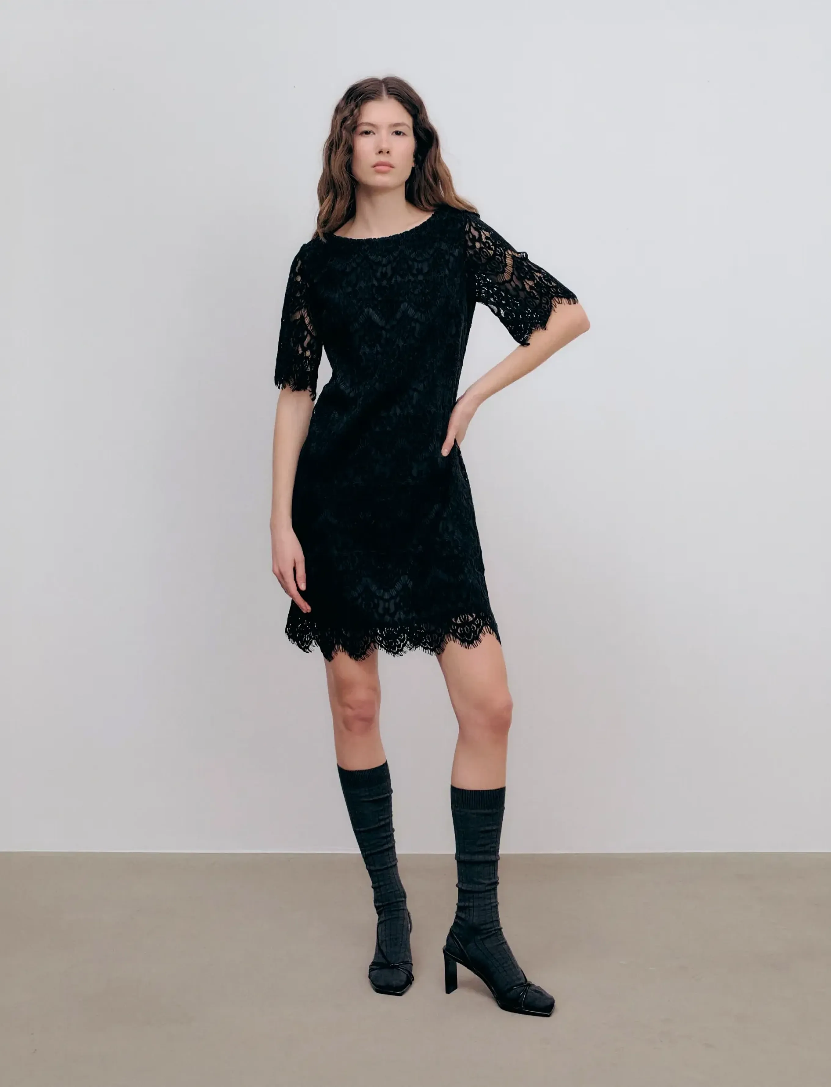 Ida Sjöstedt Istcarlyle Dress, Kvinder, Kortærmet Blondekjole, Sort, Str: 36