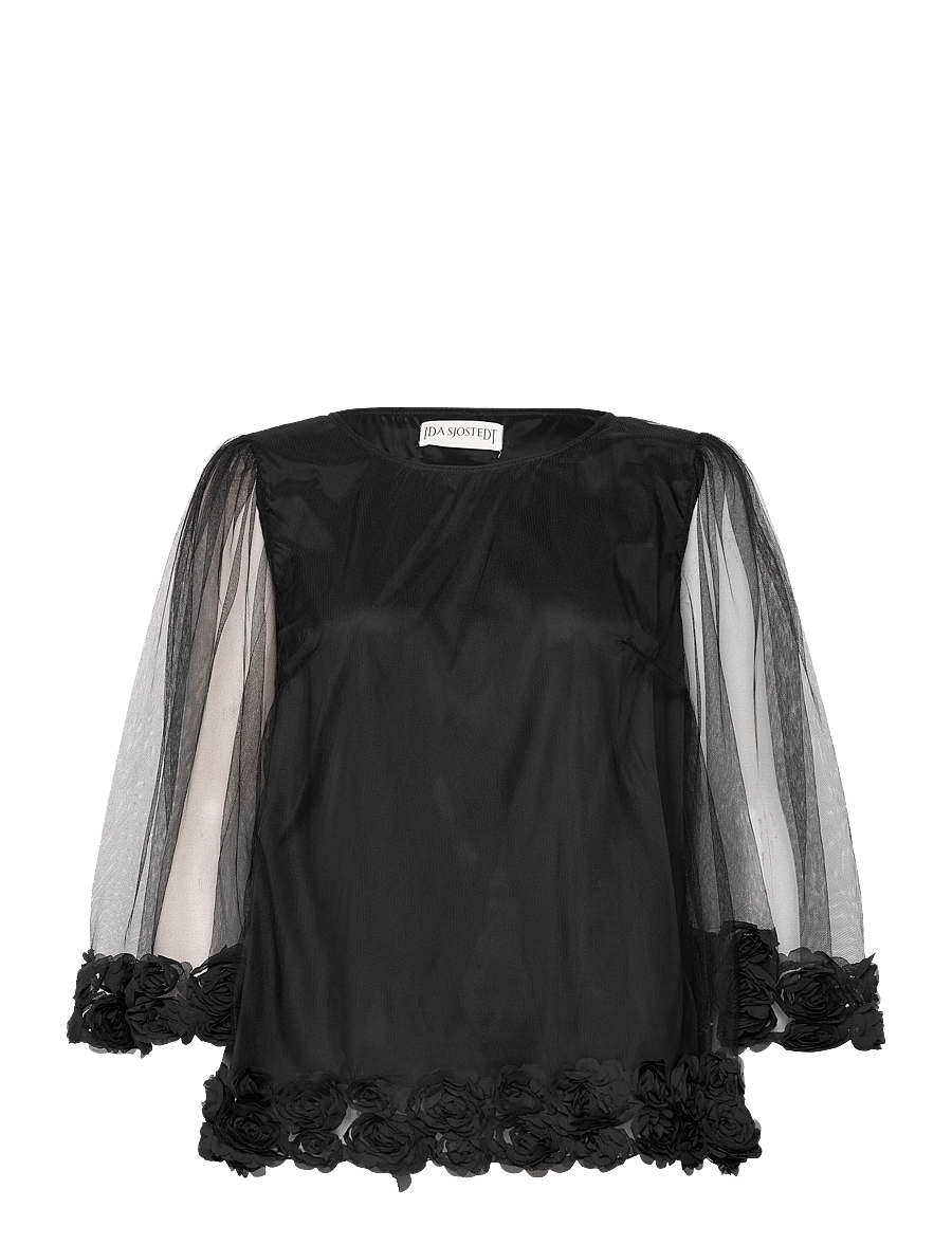 Ida Sjöstedt - ISTCARISMAROSE TOP - kortærmede bluser - black - 1