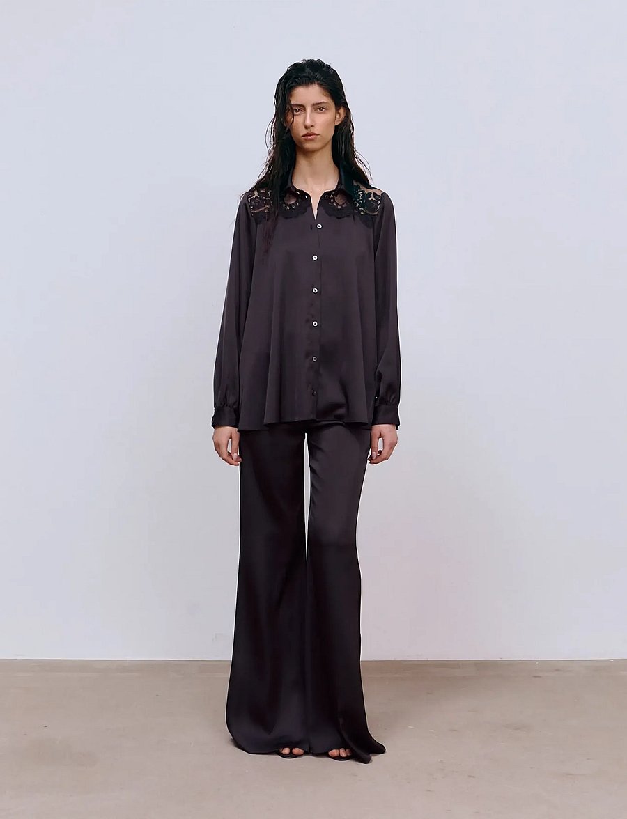 Ida Sjöstedt - MIRREN TROUSERS - utsvängda byxor - black - 0