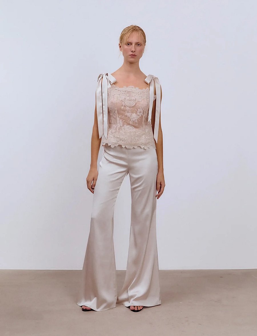 Ida Sjöstedt - MIRREN TROUSERS - schlaghosen - crystal gray - 0
