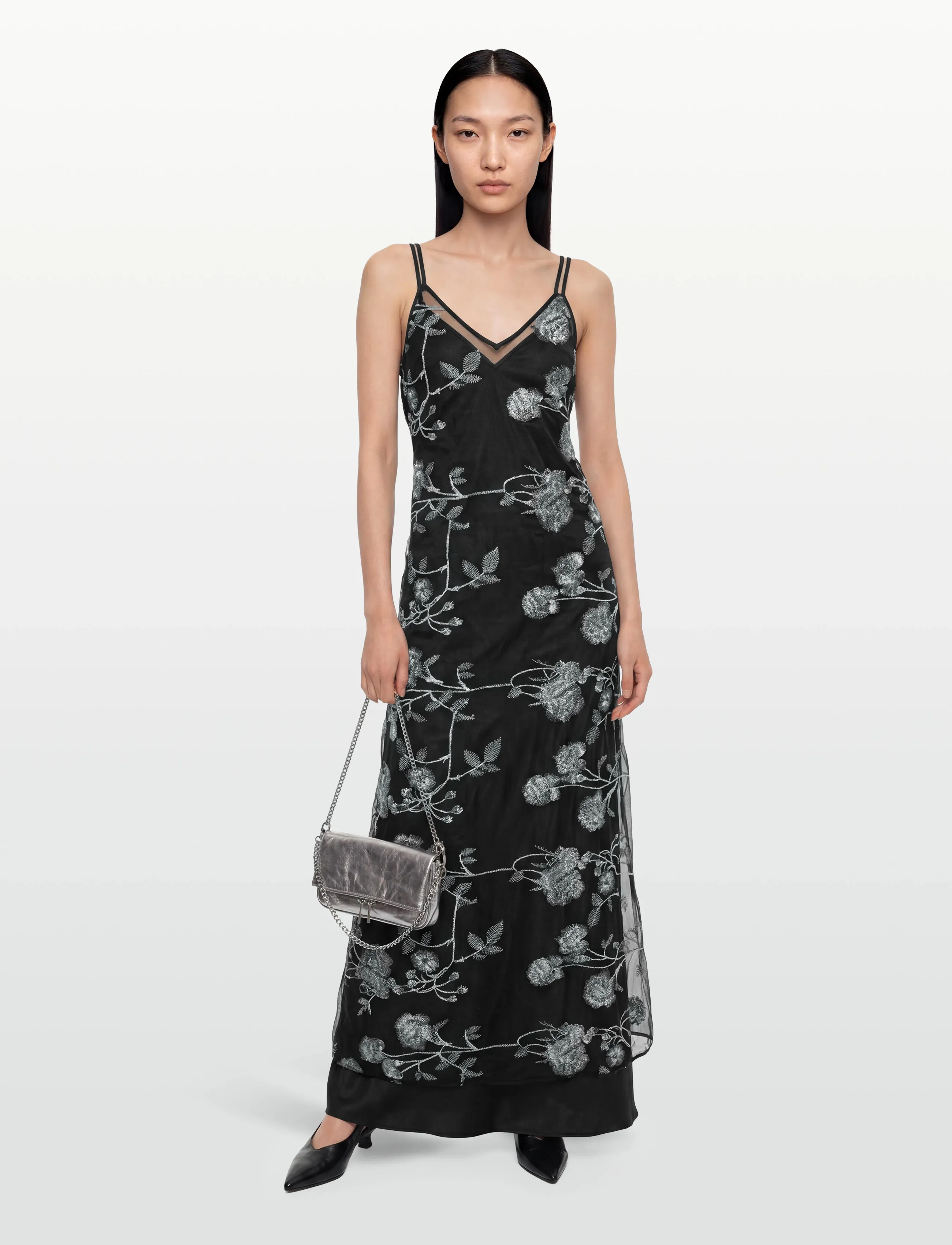 Ida Sjöstedt EVANGELINE DRESS - Clothing - GREY FLORAL (WITH SLIP) / black