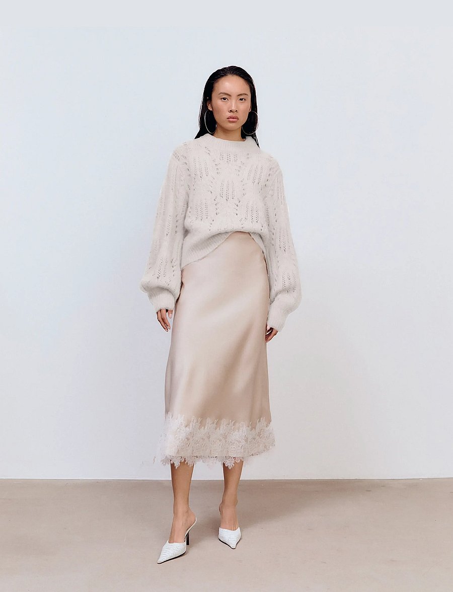 Ida Sjöstedt - ANA SKIRT - satiinseelikud - beige - 0