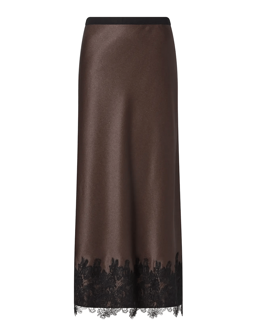 Ida Sjöstedt - ANA SKIRT - satiinseelikud - dark brown - 1