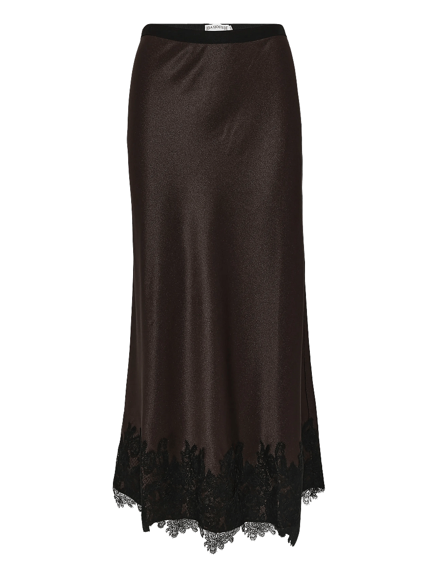 Ida Sjöstedt - ANA SKIRT - satinkjolar - dark brown - 1