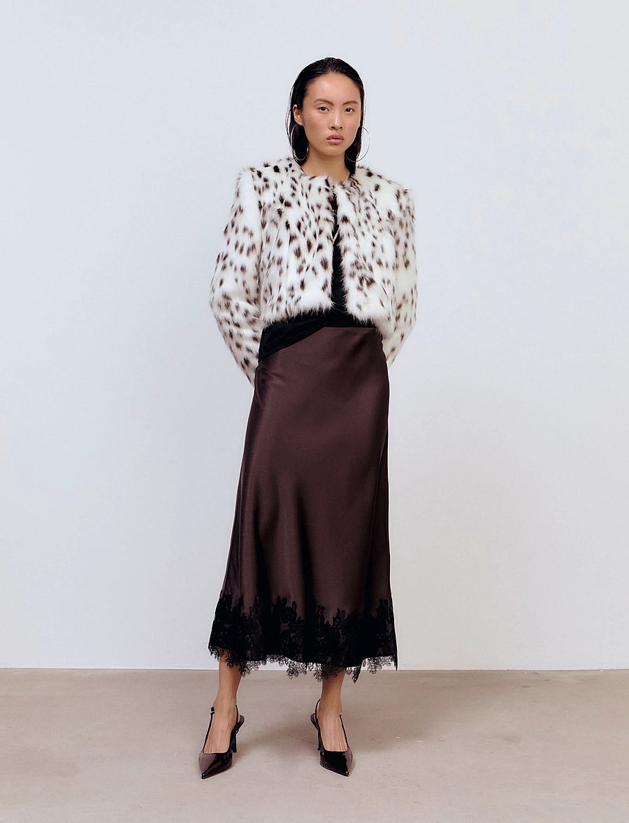 Ida Sjöstedt - ANA SKIRT - satiinseelikud - dark brown - 0