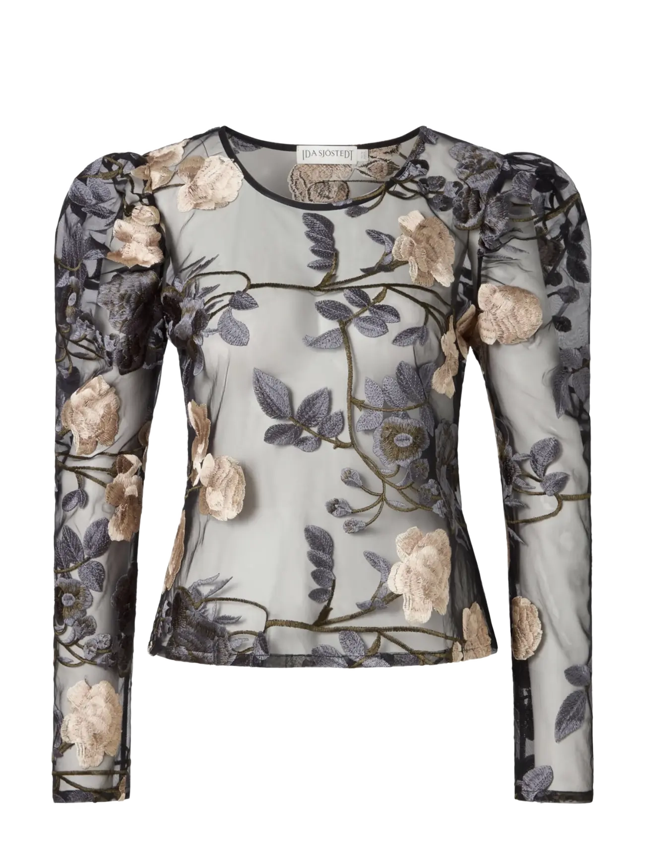 Ida Sjöstedt MAXINE TOP - Modern femininity - GREY FLORAL / grey